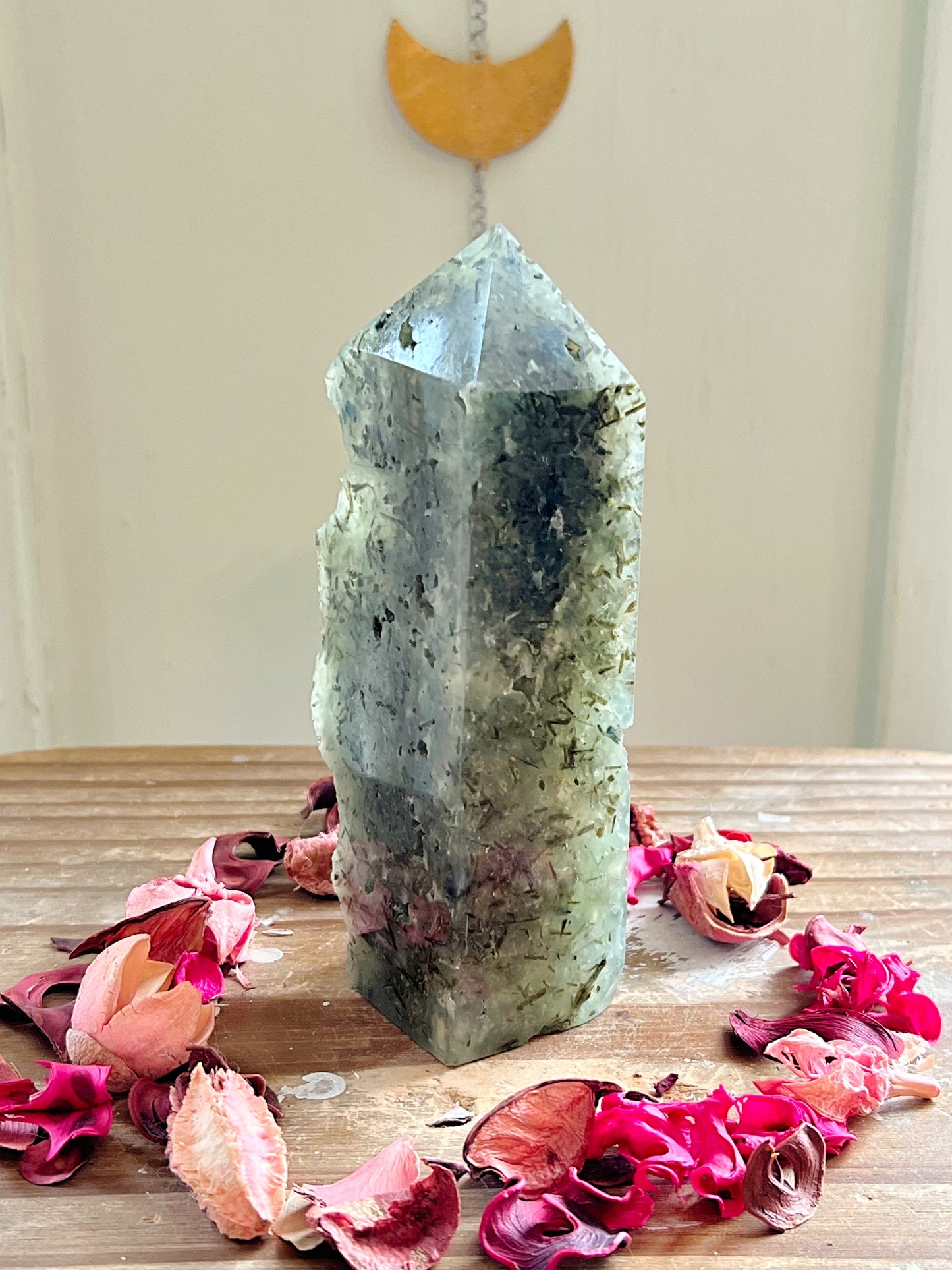 Prehnite Half-polished Tower