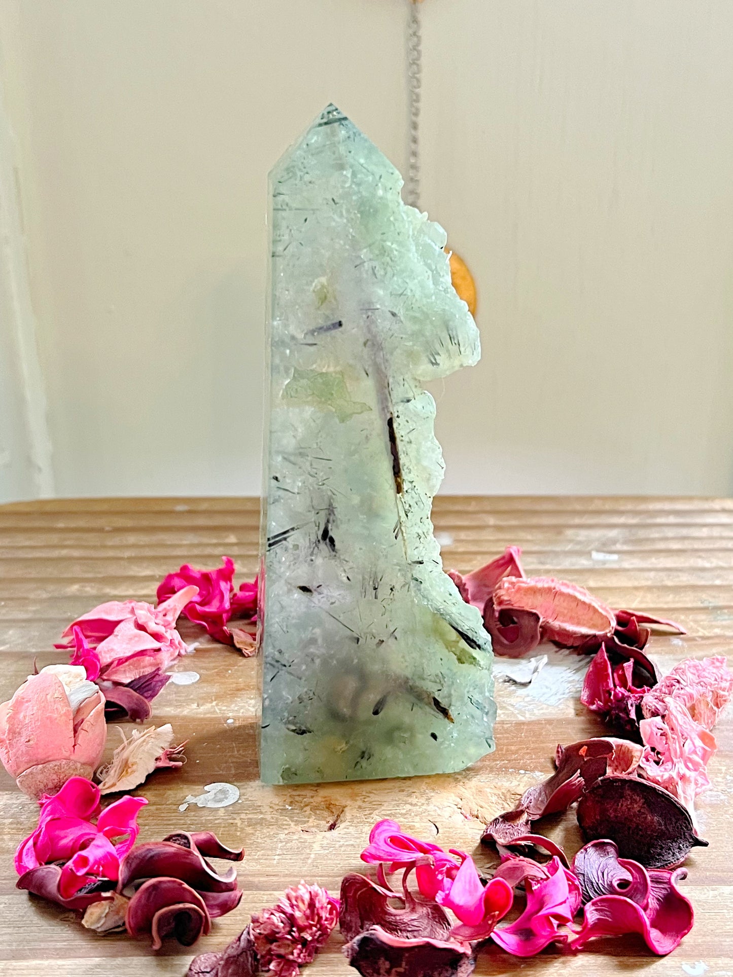 Half-Polished Prehnite Tower