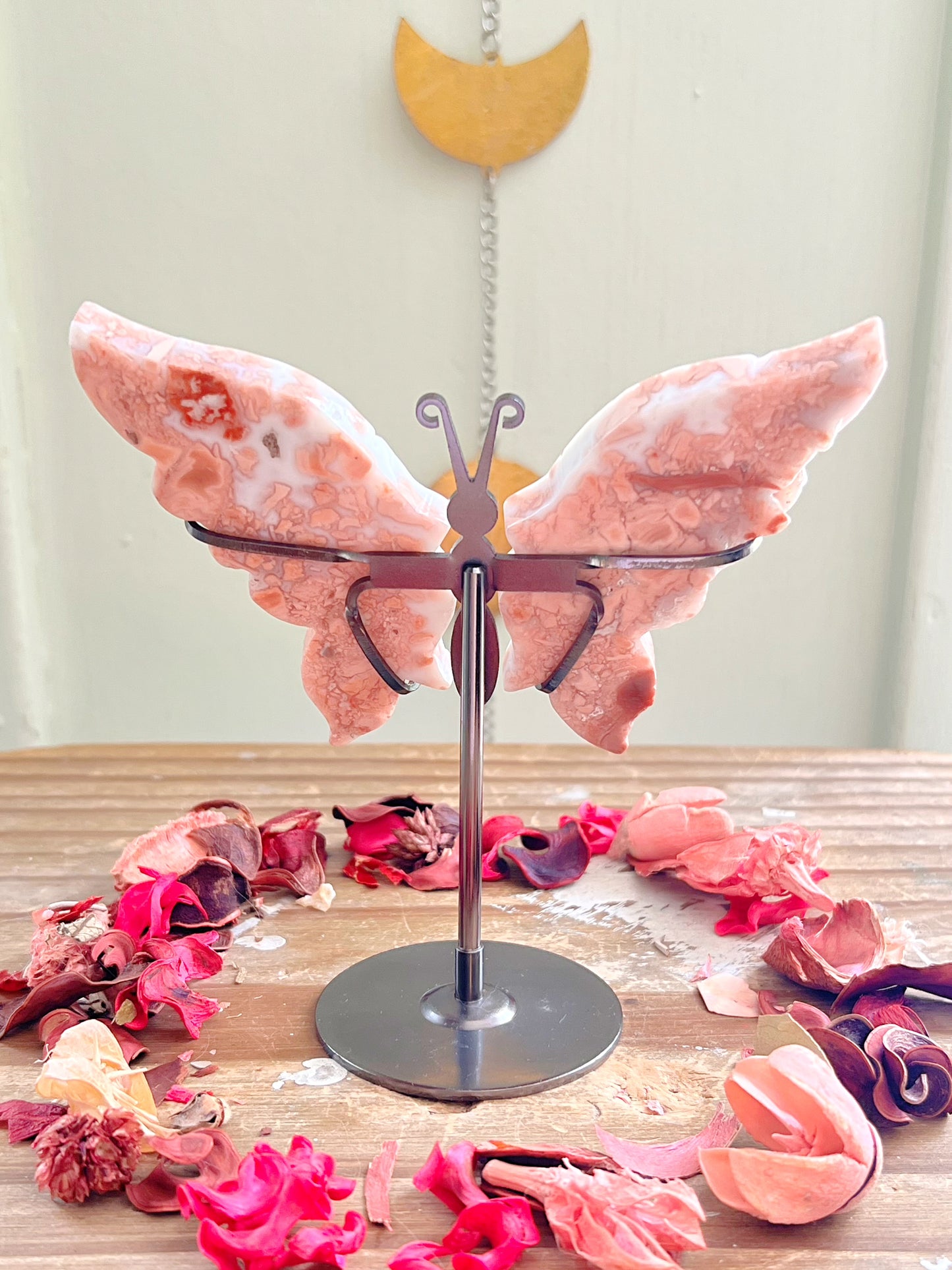 Pink Candy Agate Butterfly Wings