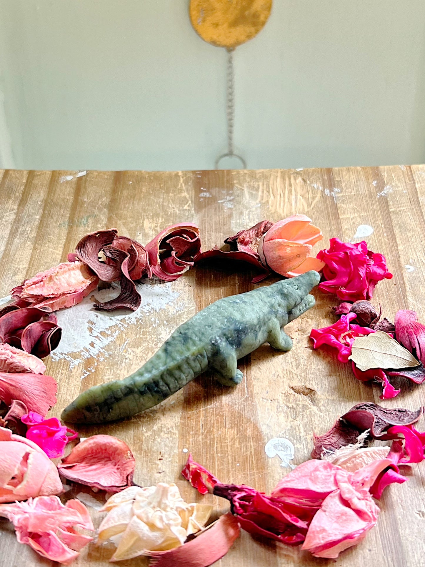 Green Jade Crocodile Carving