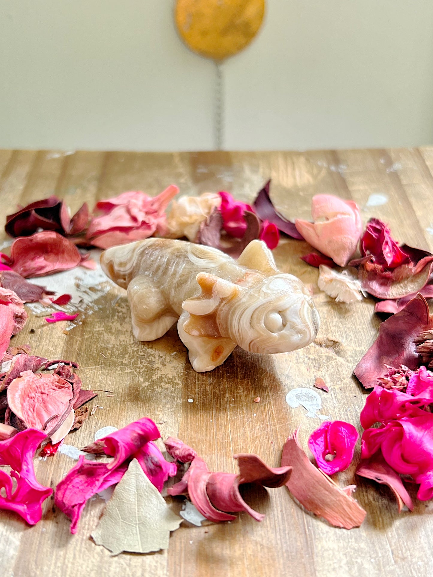 Amber Calcite Axolotl Carvings