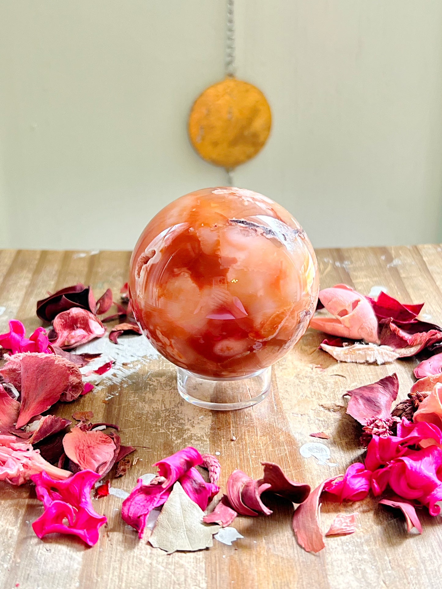 Carnelian X Flower Agate Sphere