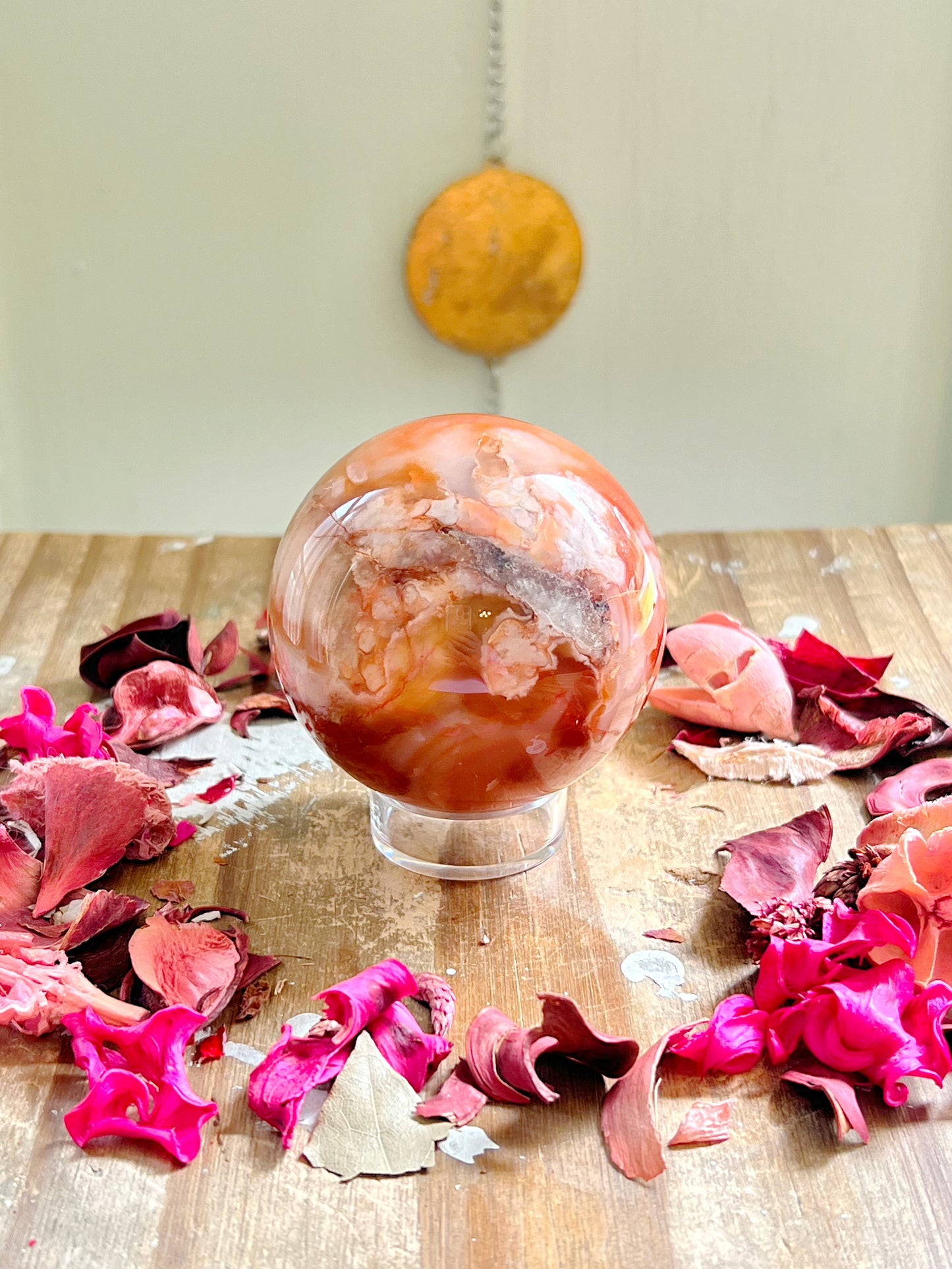 Carnelian X Flower Agate Sphere
