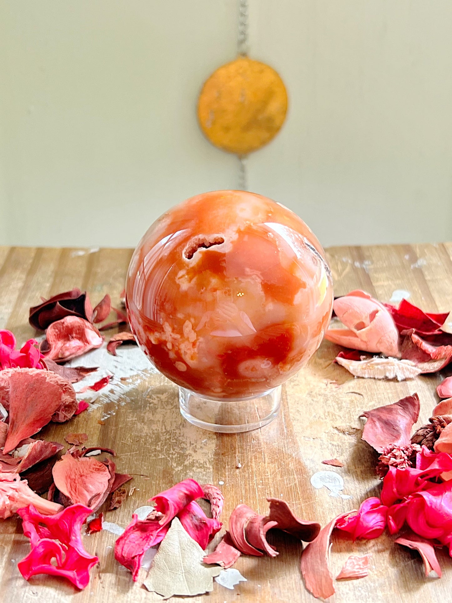 Carnelian X Flower Agate Sphere