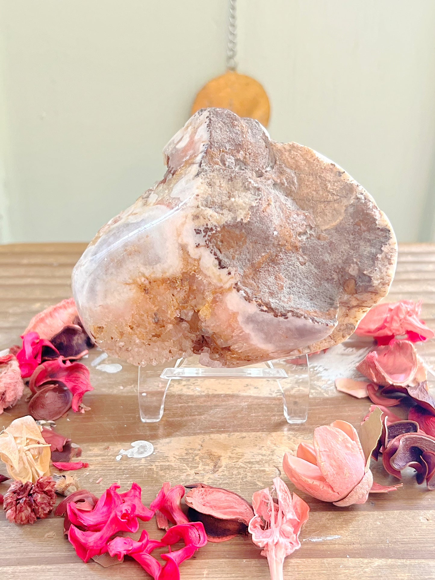 XL Druzy Pink Amethyst Freeform on Stand