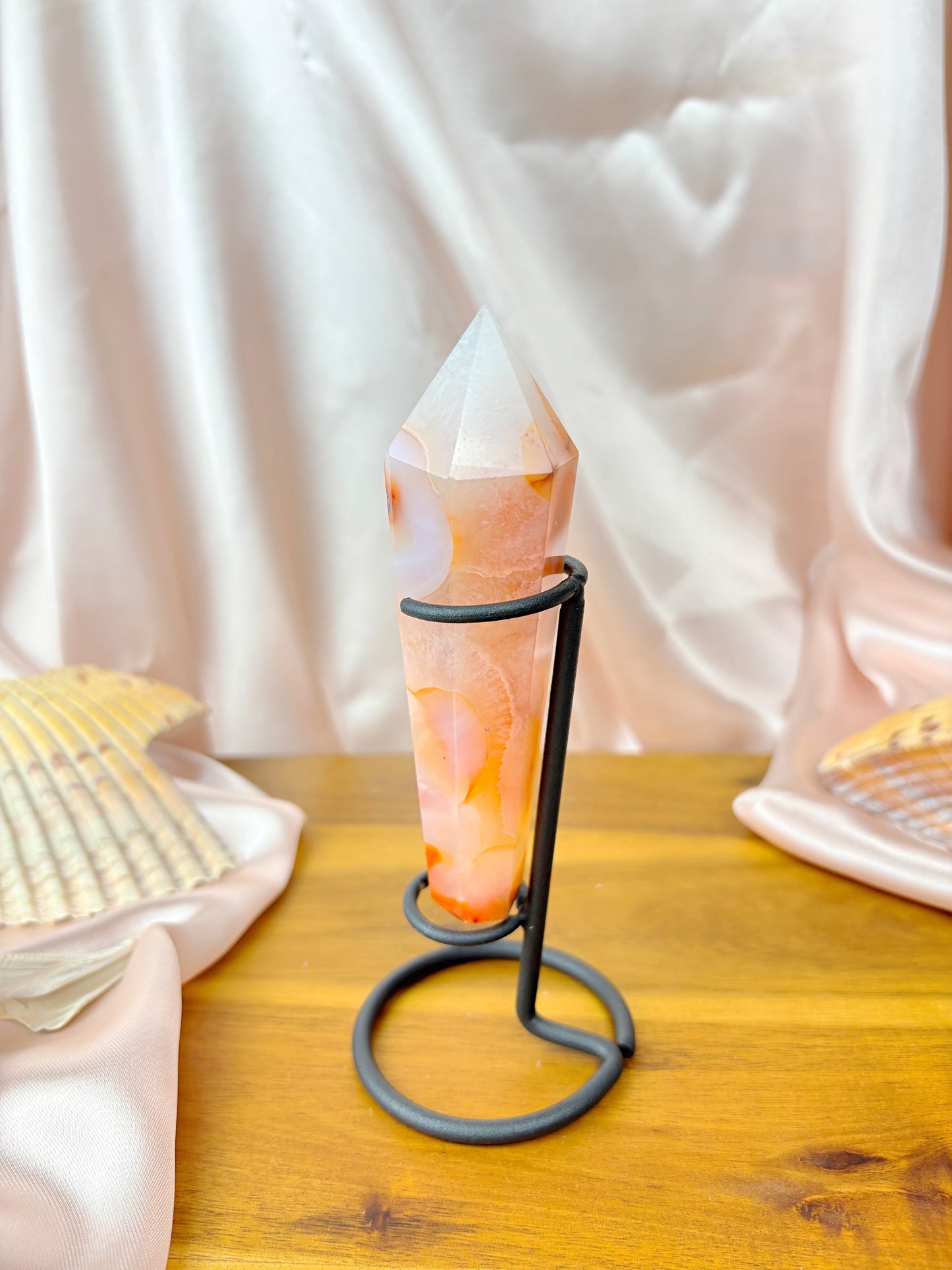 Carnelian Flower Agate Wands on Stands