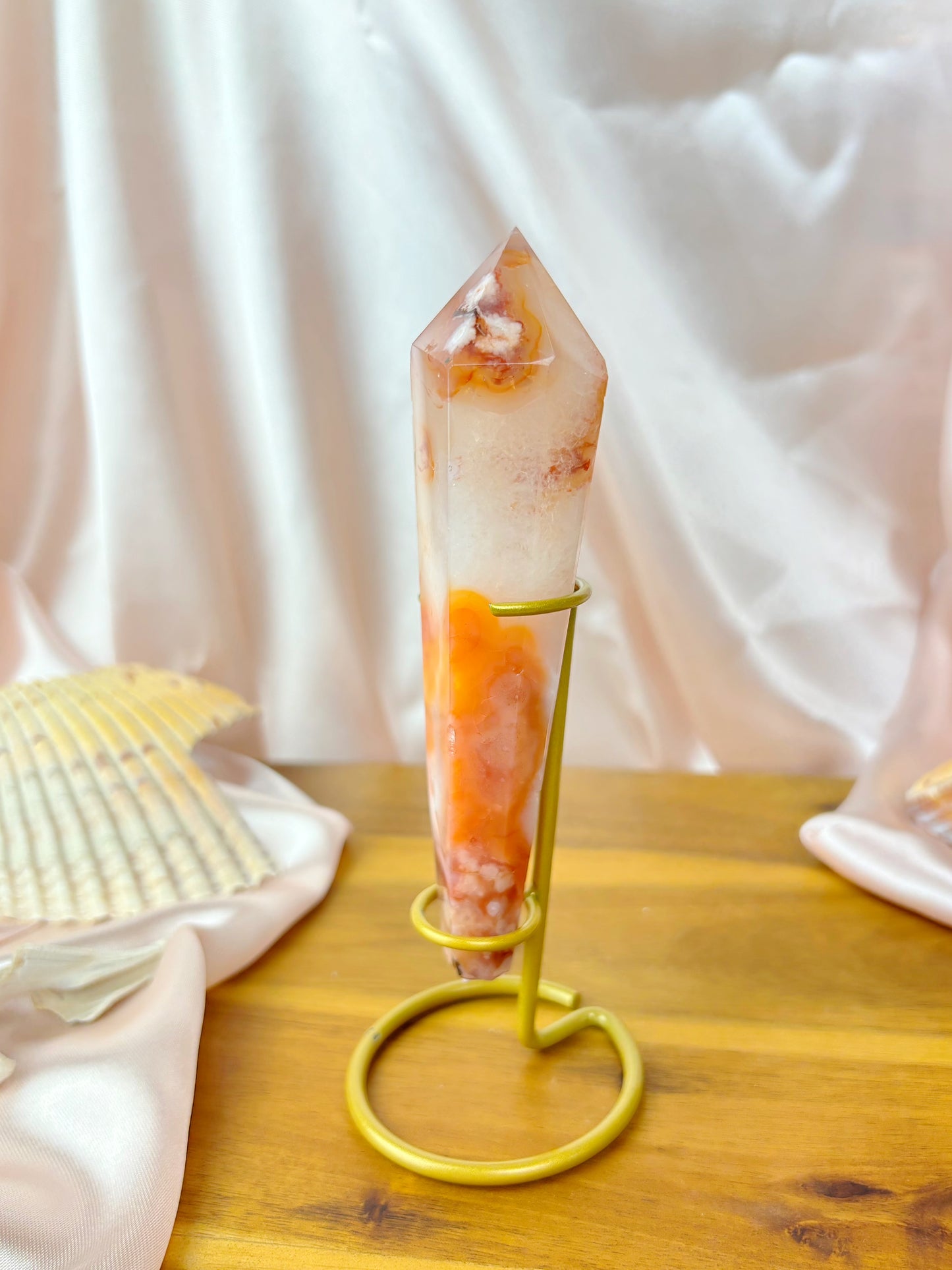 Carnelian Flower Agate Wands on Stands