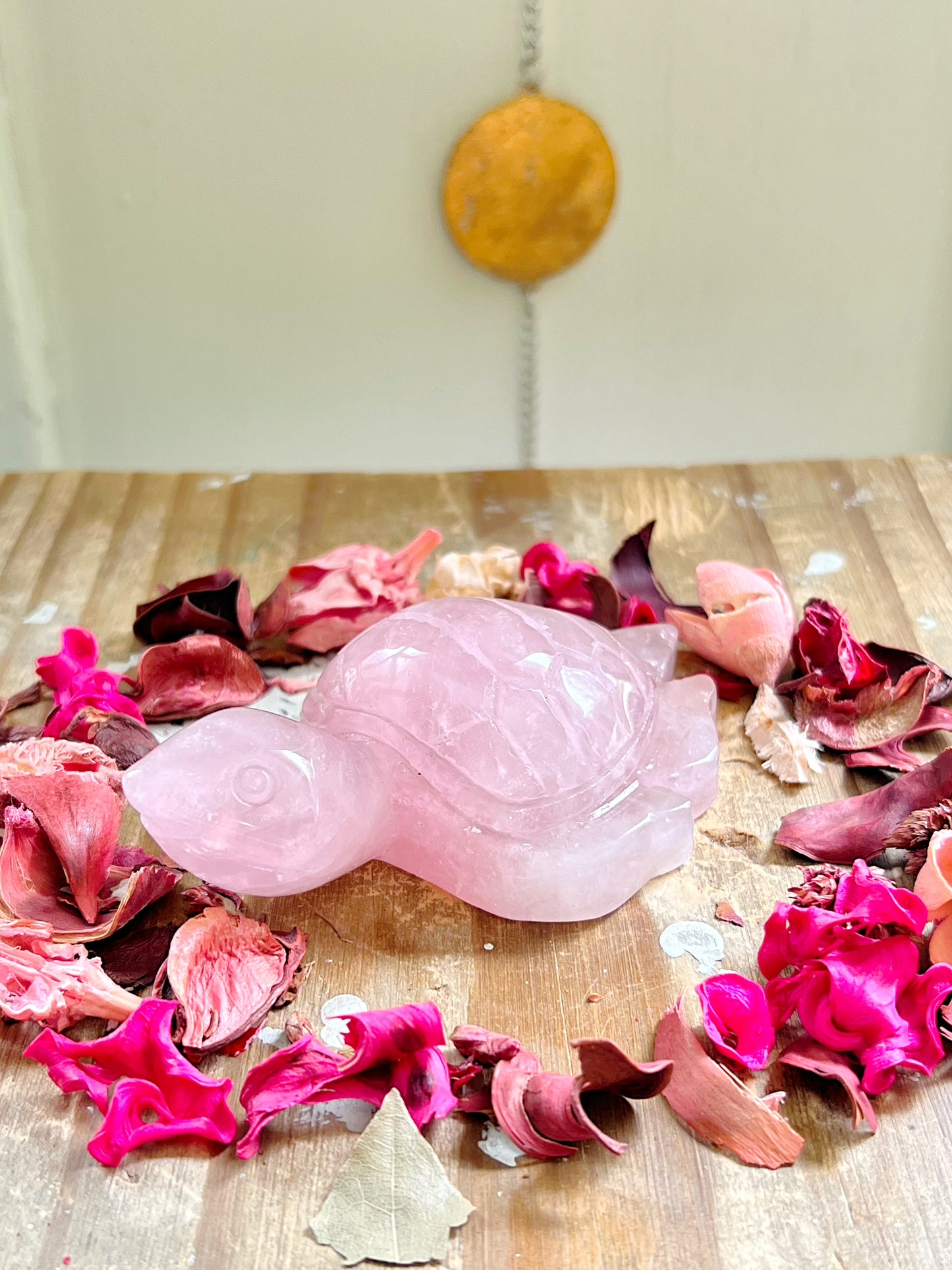 Star Rose Quartz Sea Turtle Carving