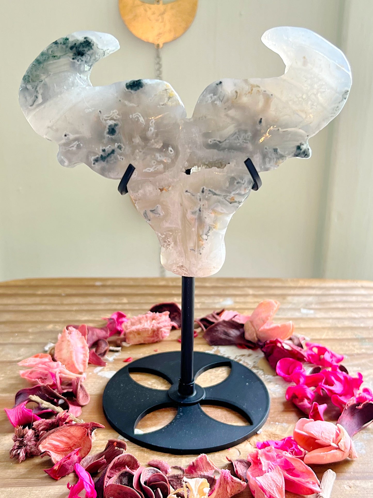 Moss Agate Bullheads on Stands