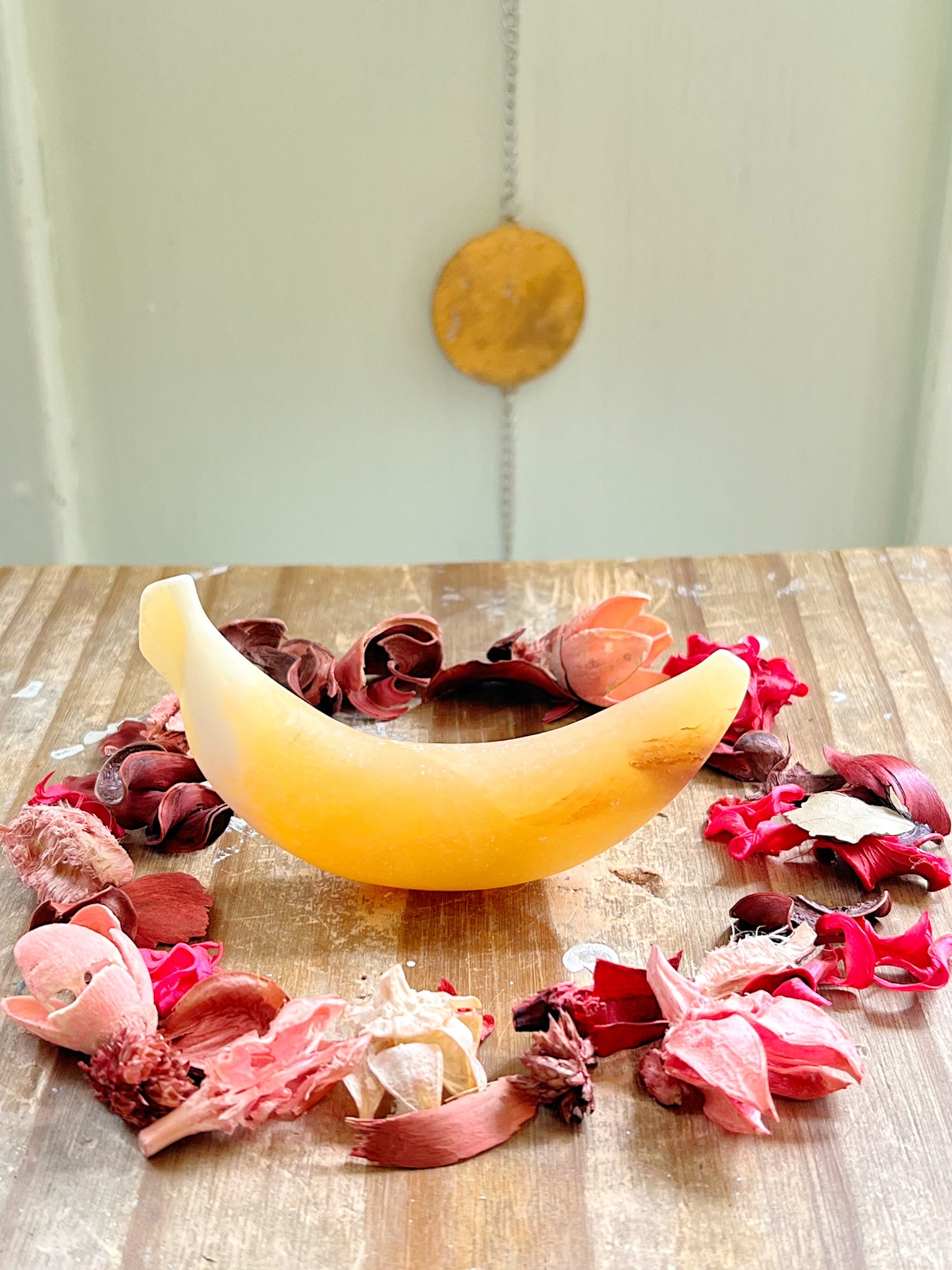 Orange Calcite Banana Carvings