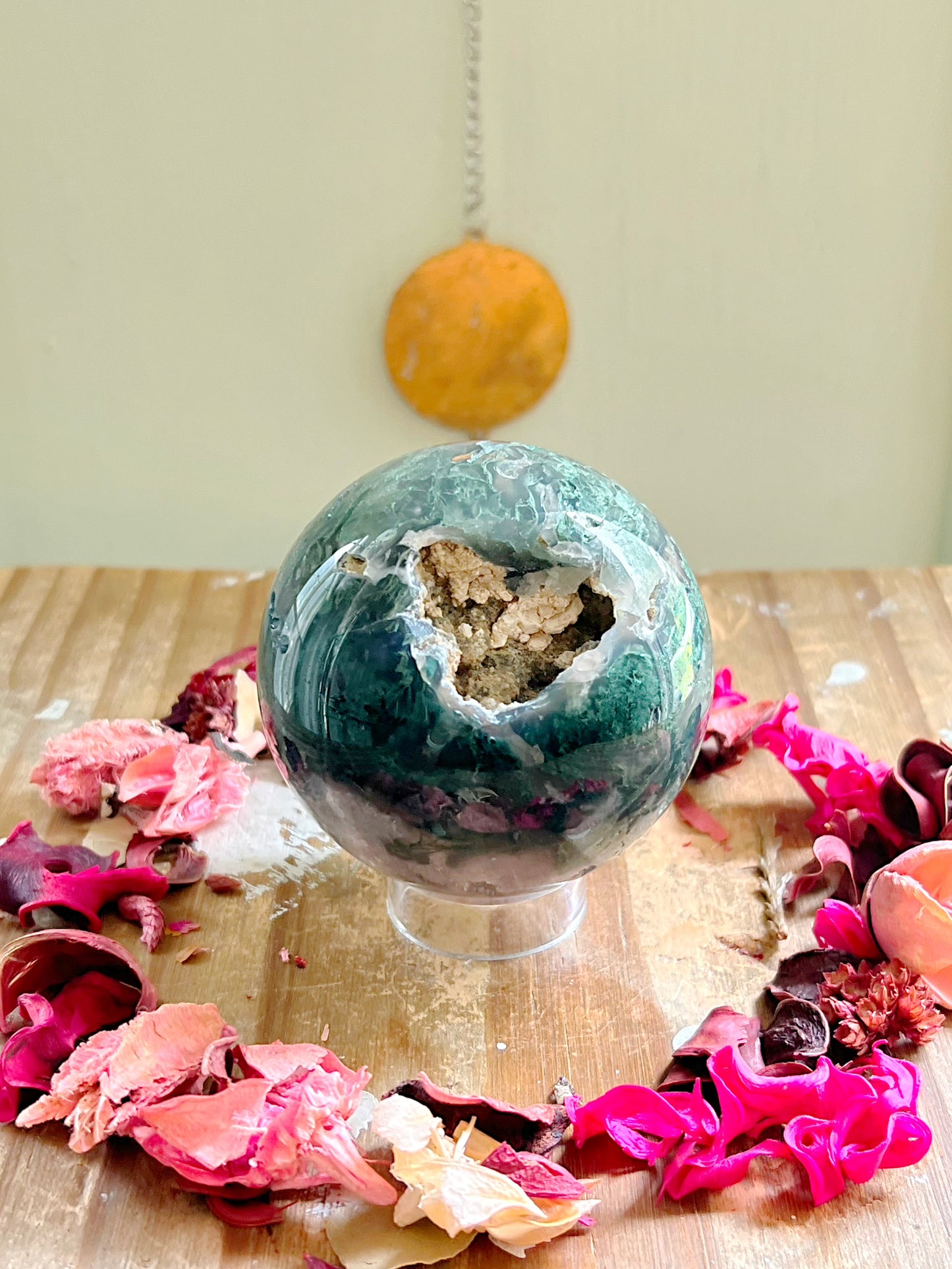 Druzy Moss Agate sphere