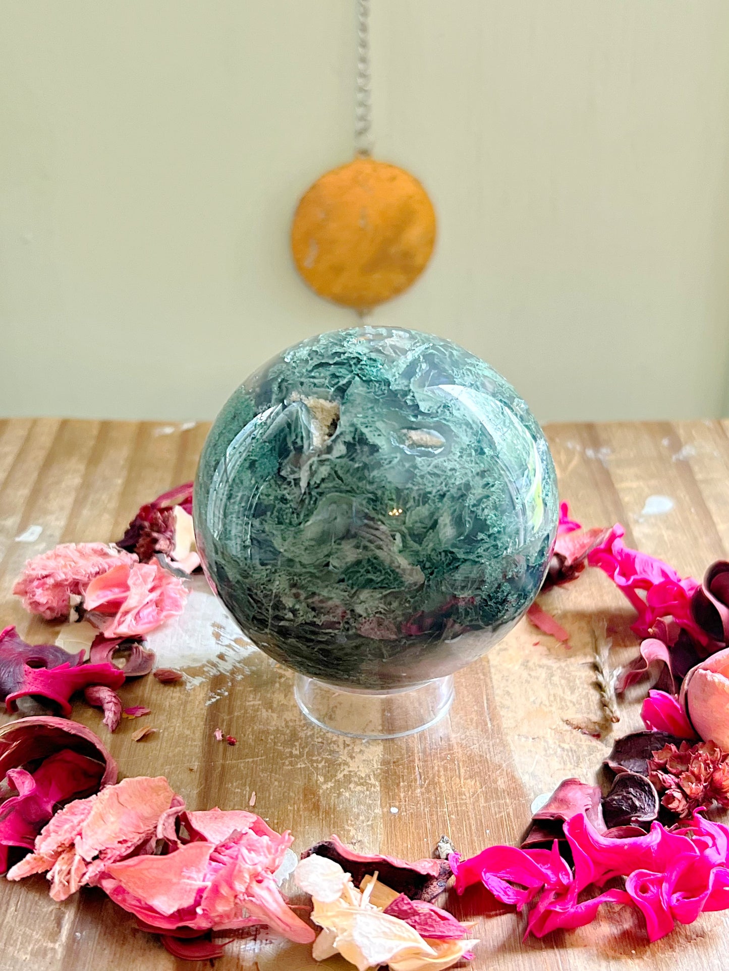 Druzy Moss Agate sphere