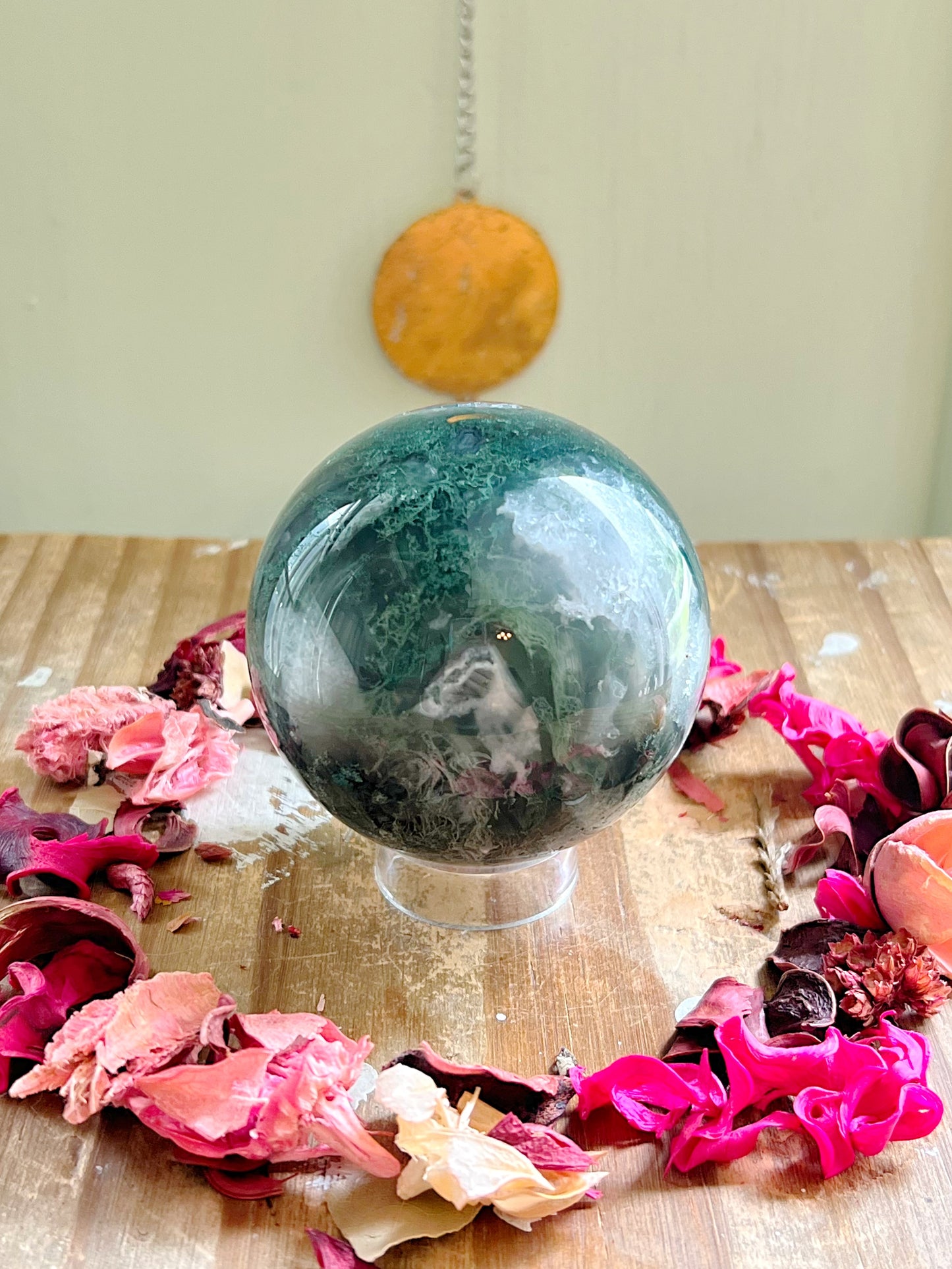 Druzy Moss Agate sphere