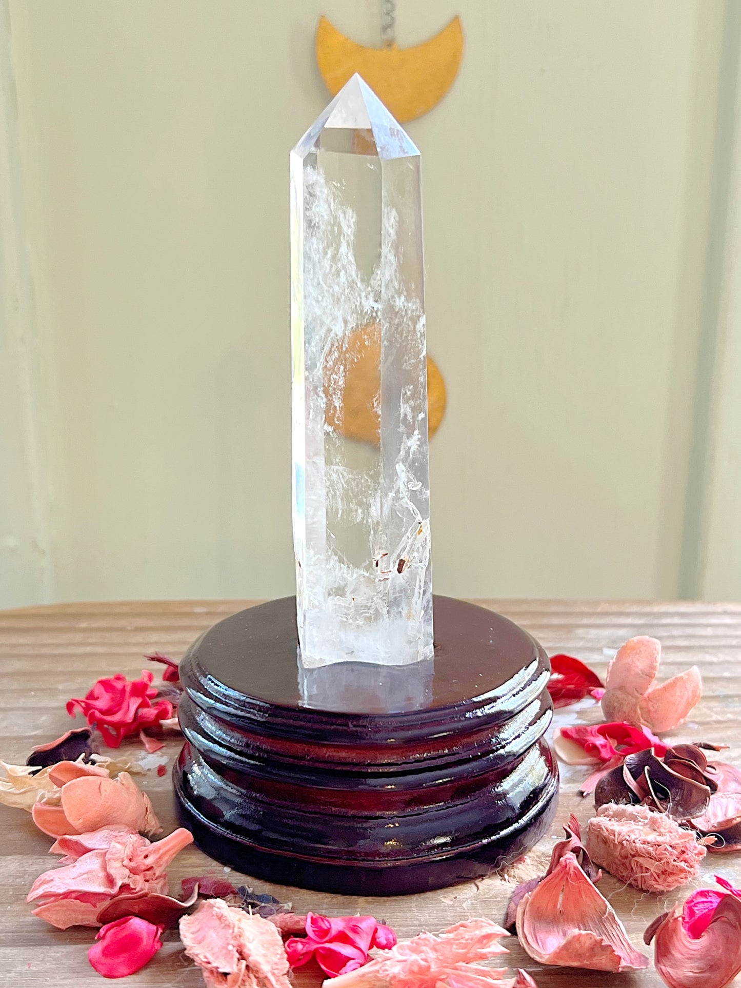 Rose and Quartz - Carvings - Clear Quartz Point on Stand 2