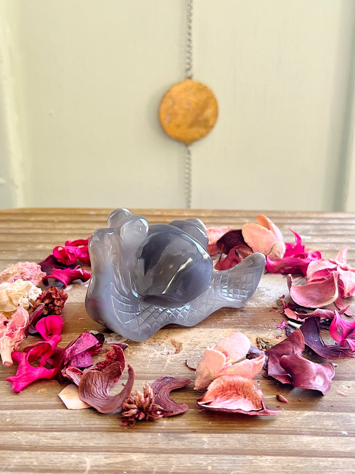 Orca Agate Snail Carving