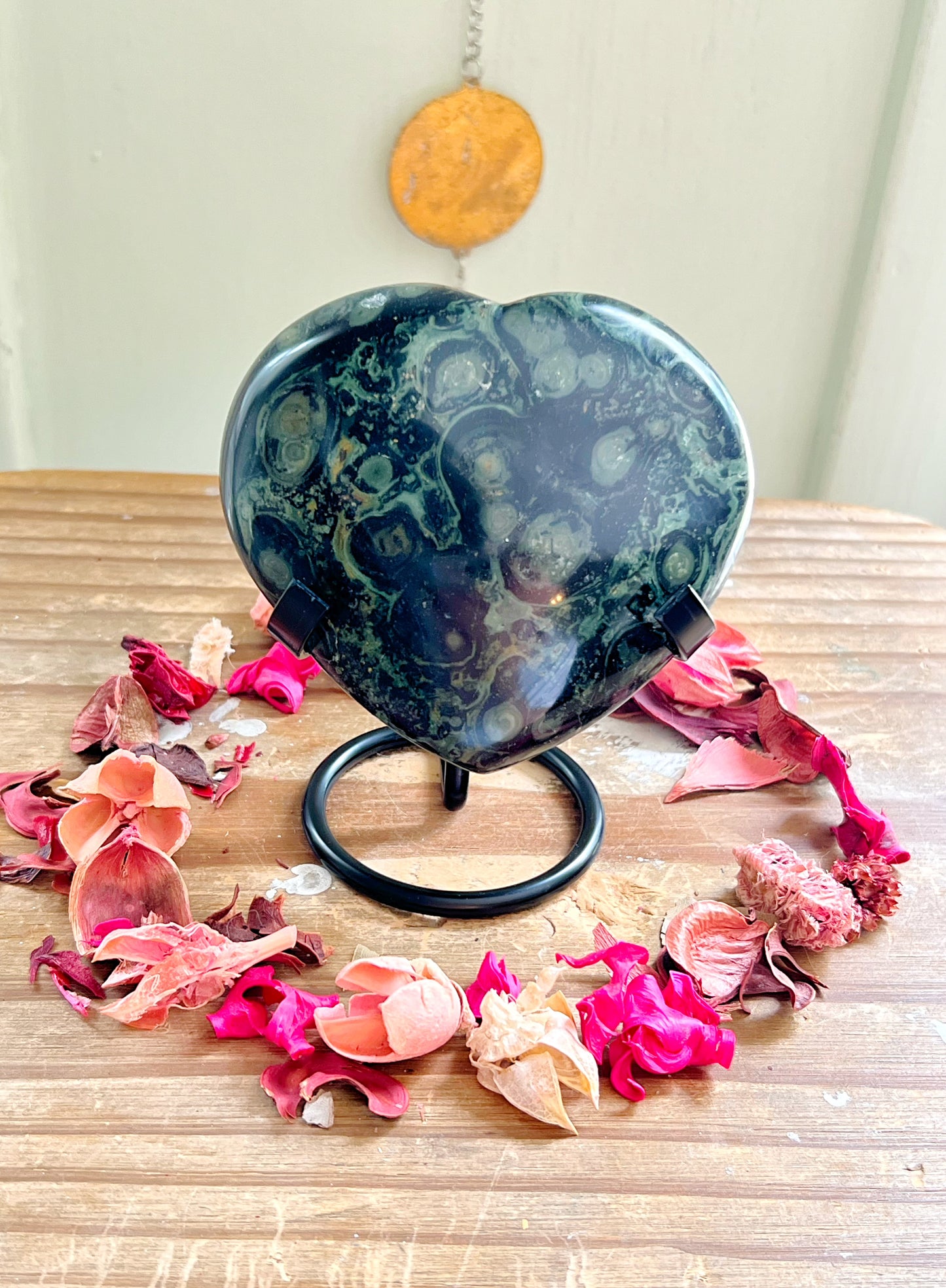 Kambaba Jasper Heart with Stand