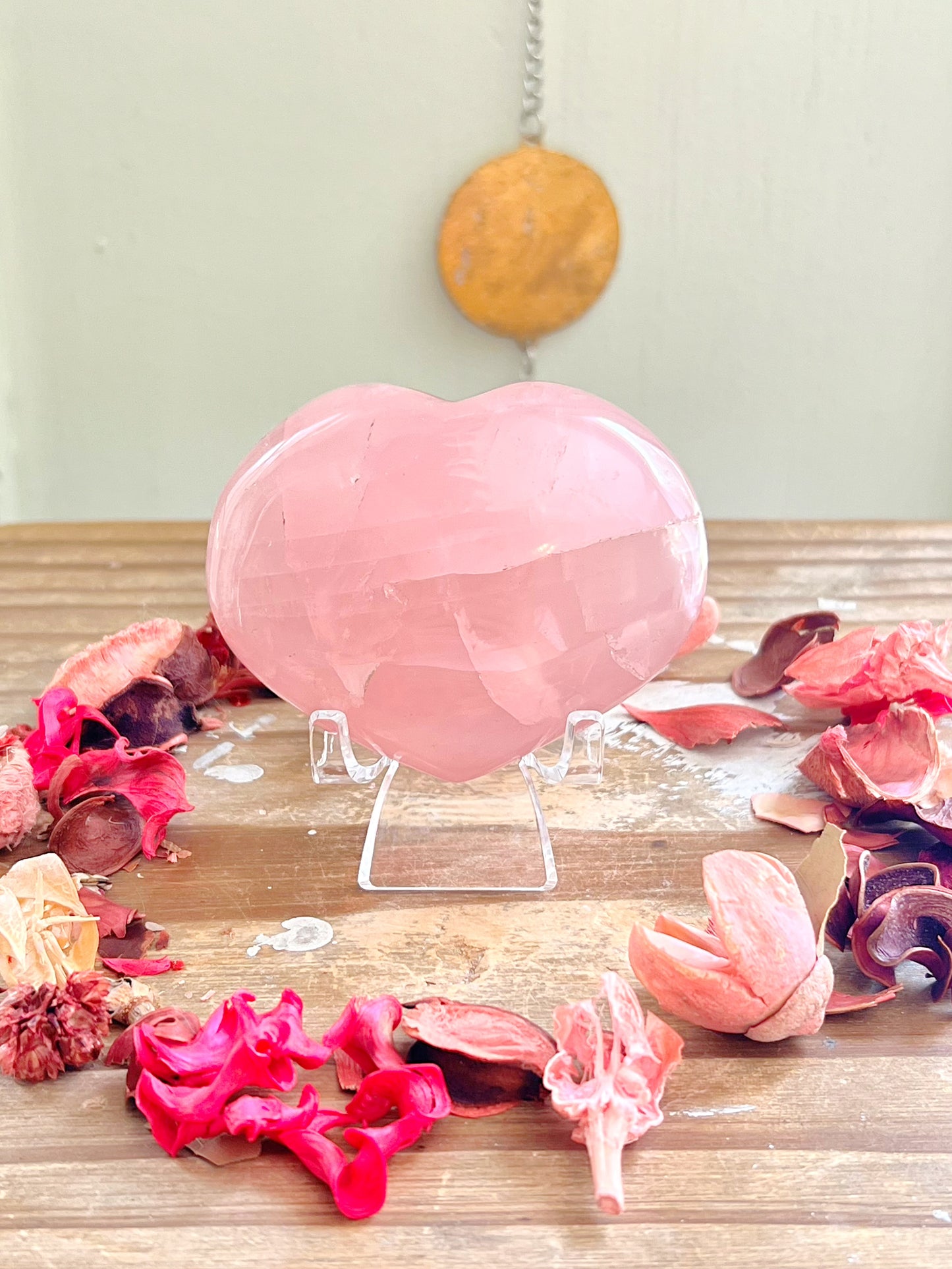 Star Rose Quartz Hearts On Stands