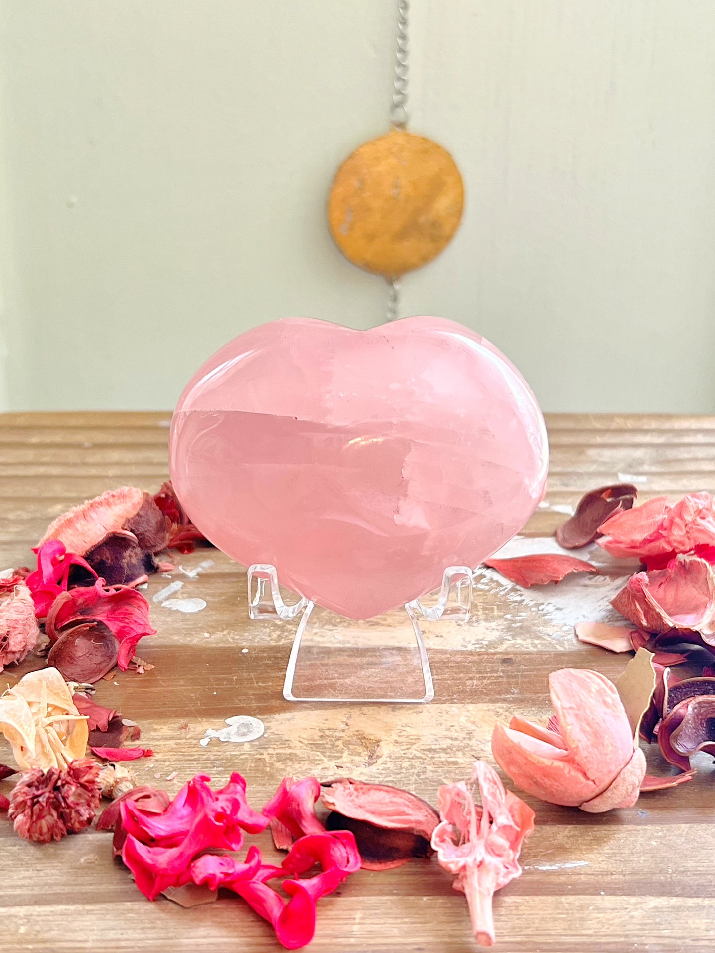 Star Rose Quartz Hearts On Stands