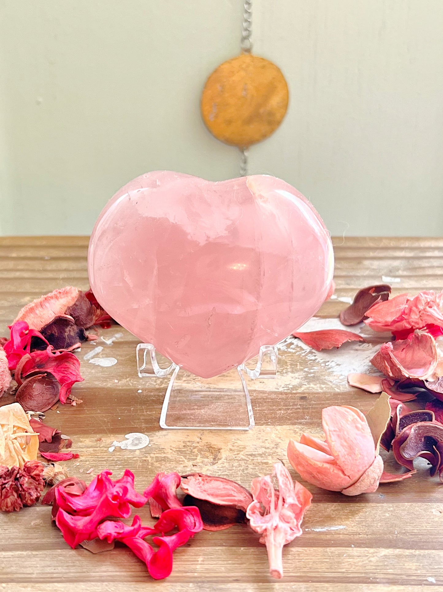 Star Rose Quartz Hearts On Stands