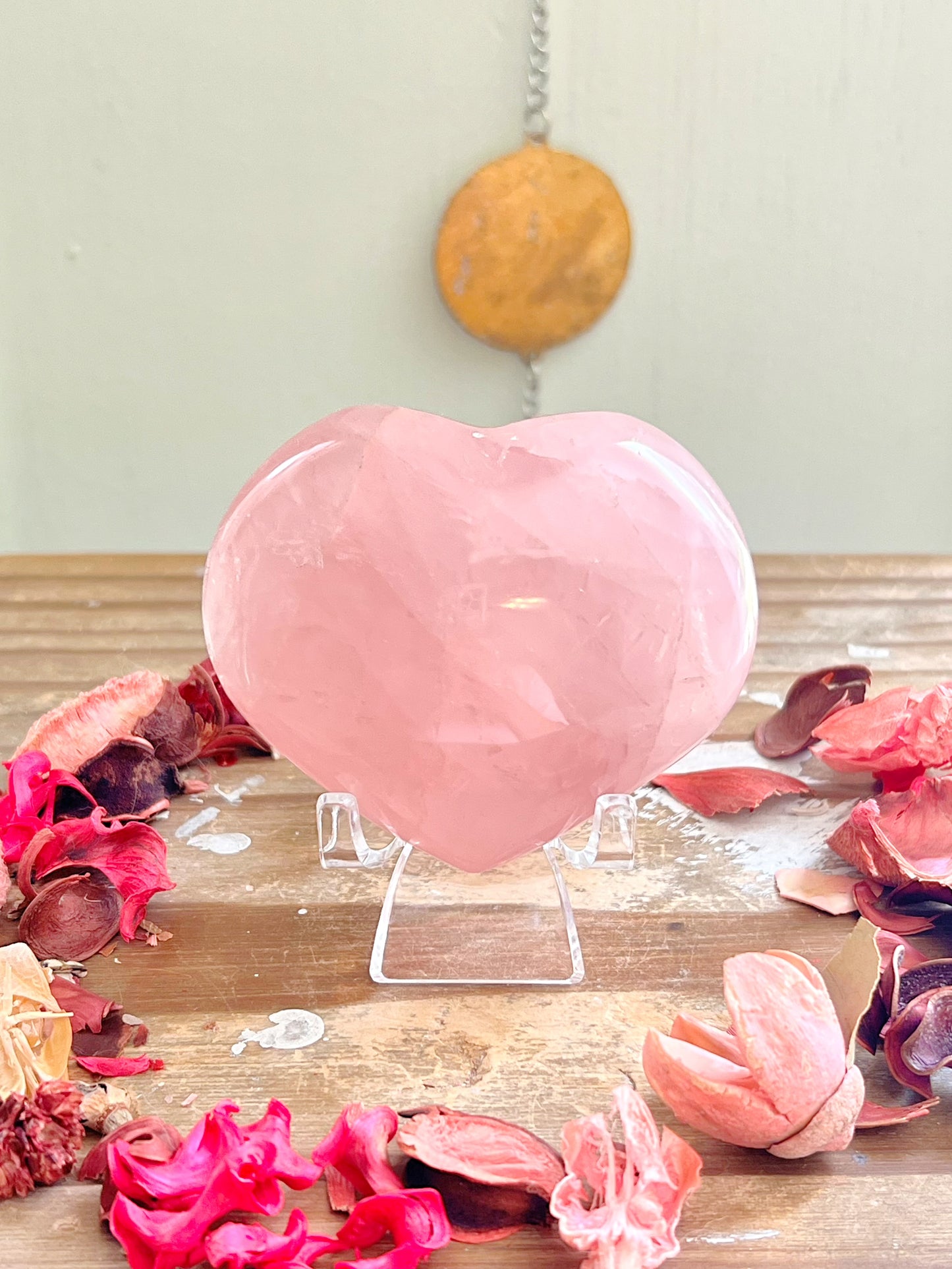 Star Rose Quartz Hearts On Stands