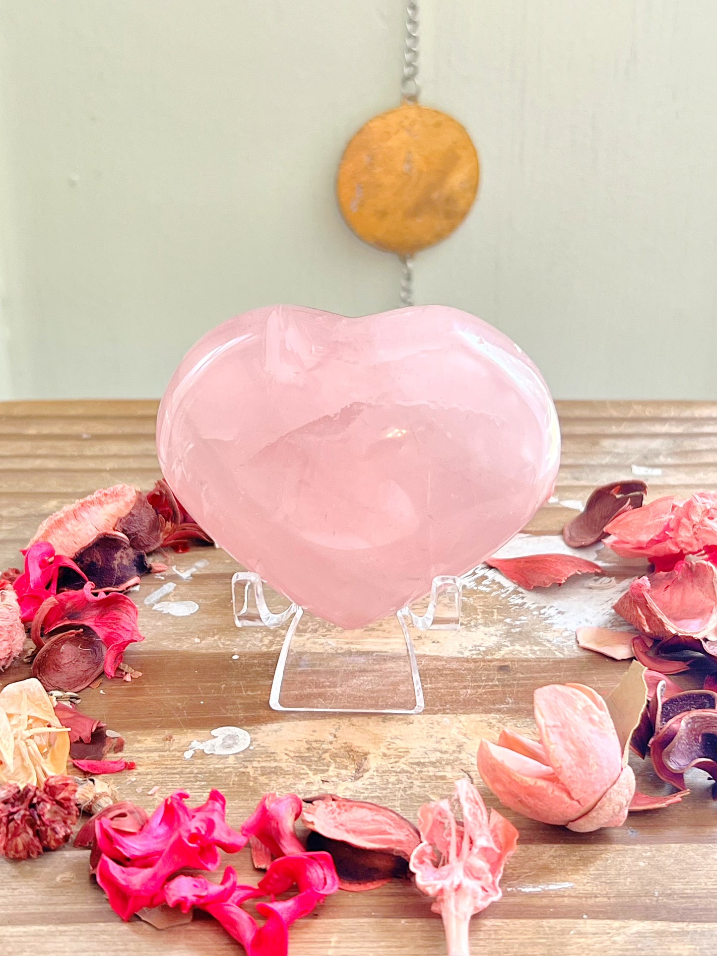 Star Rose Quartz Hearts On Stands