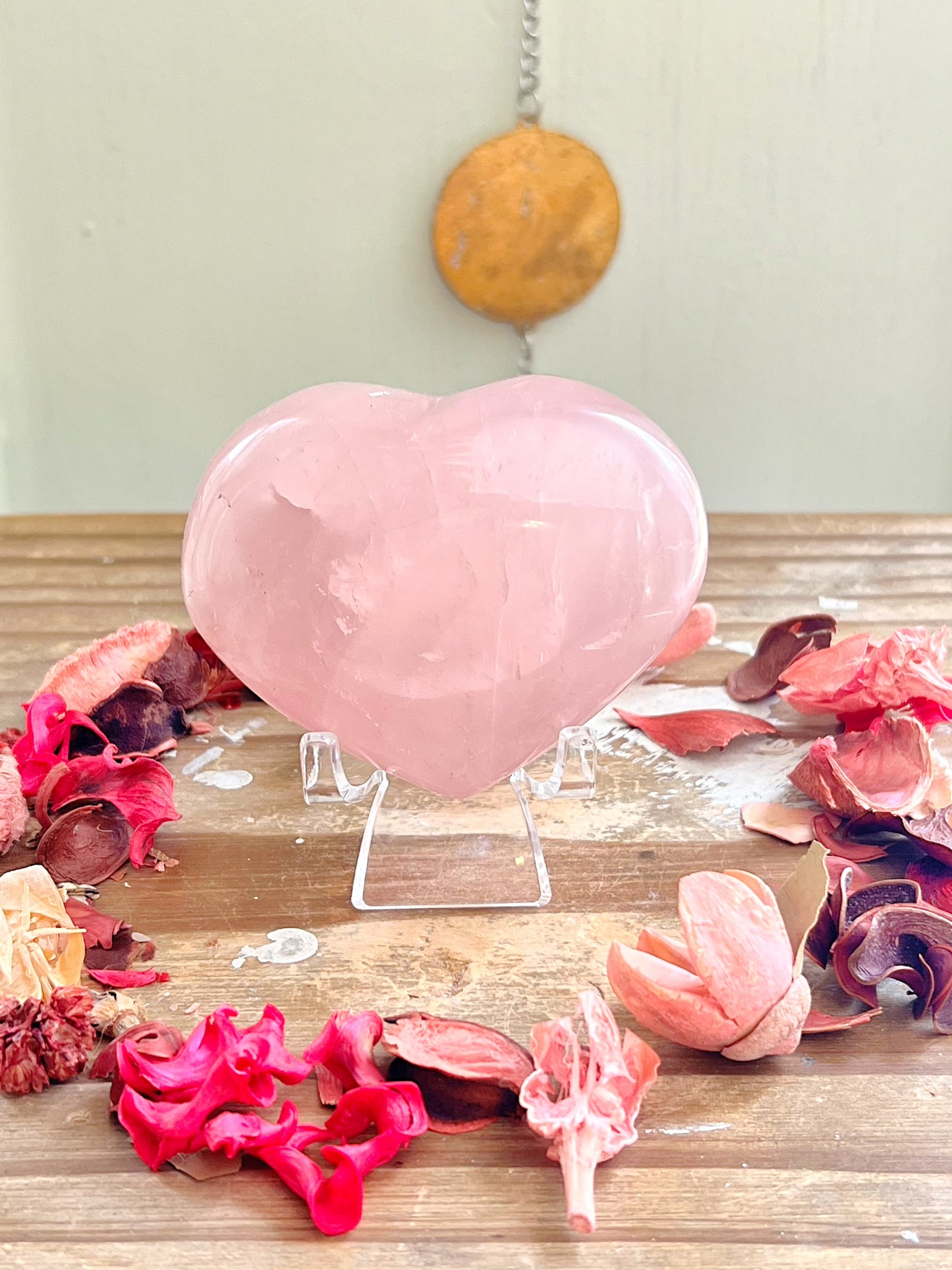 Star Rose Quartz Hearts On Stands