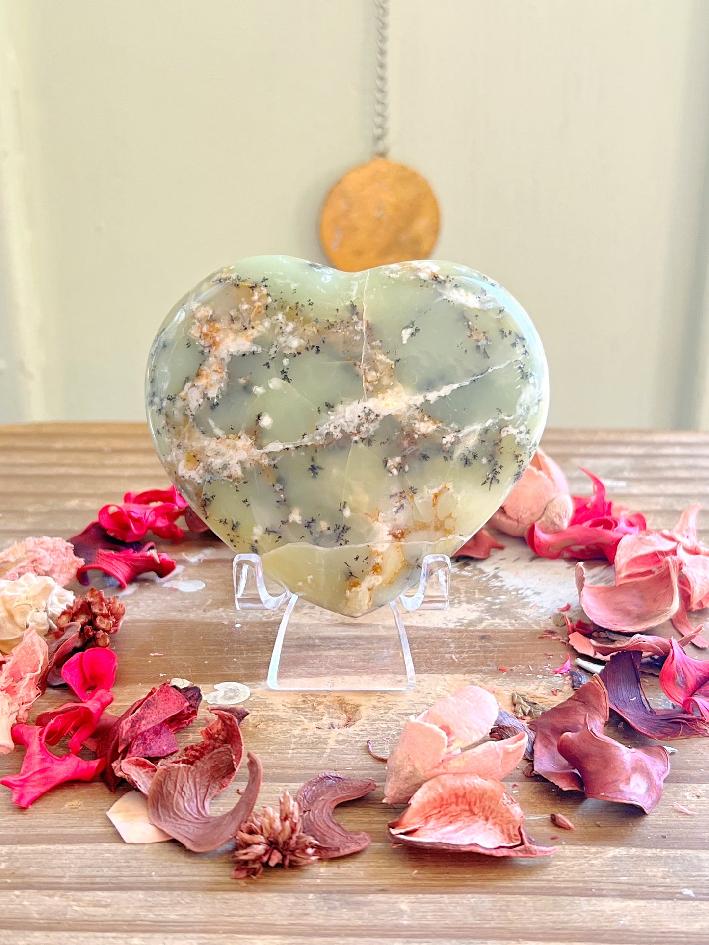 Green Opal Hearts on Stands