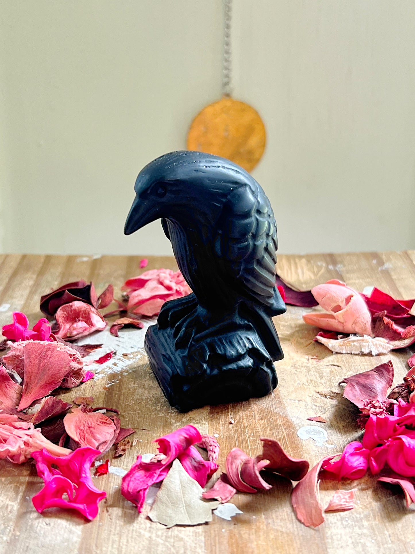 Obsidian Raven Carving