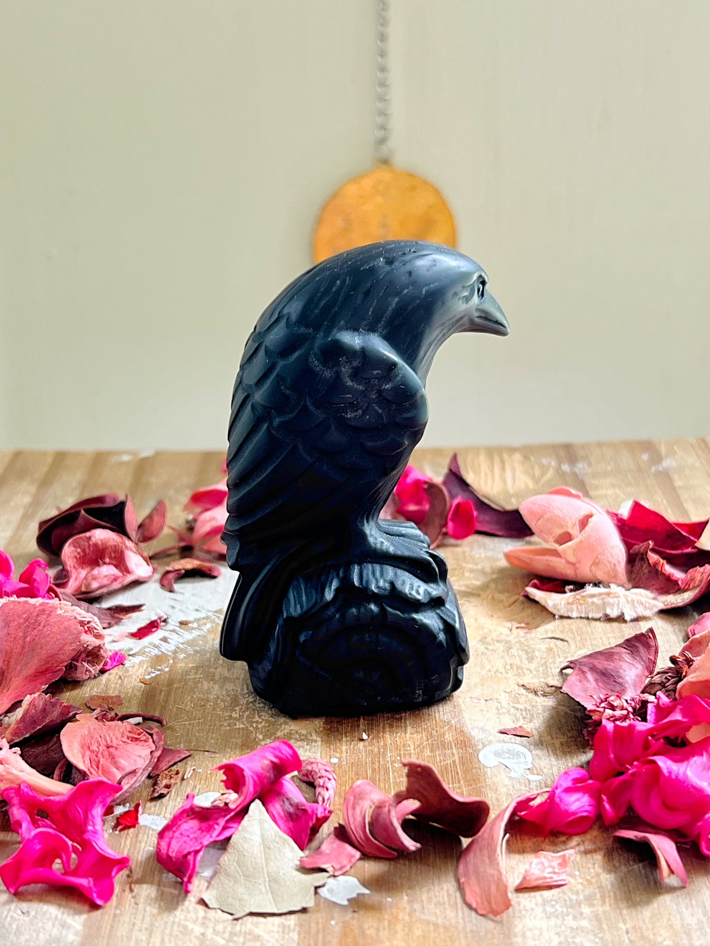 Obsidian Raven Carving