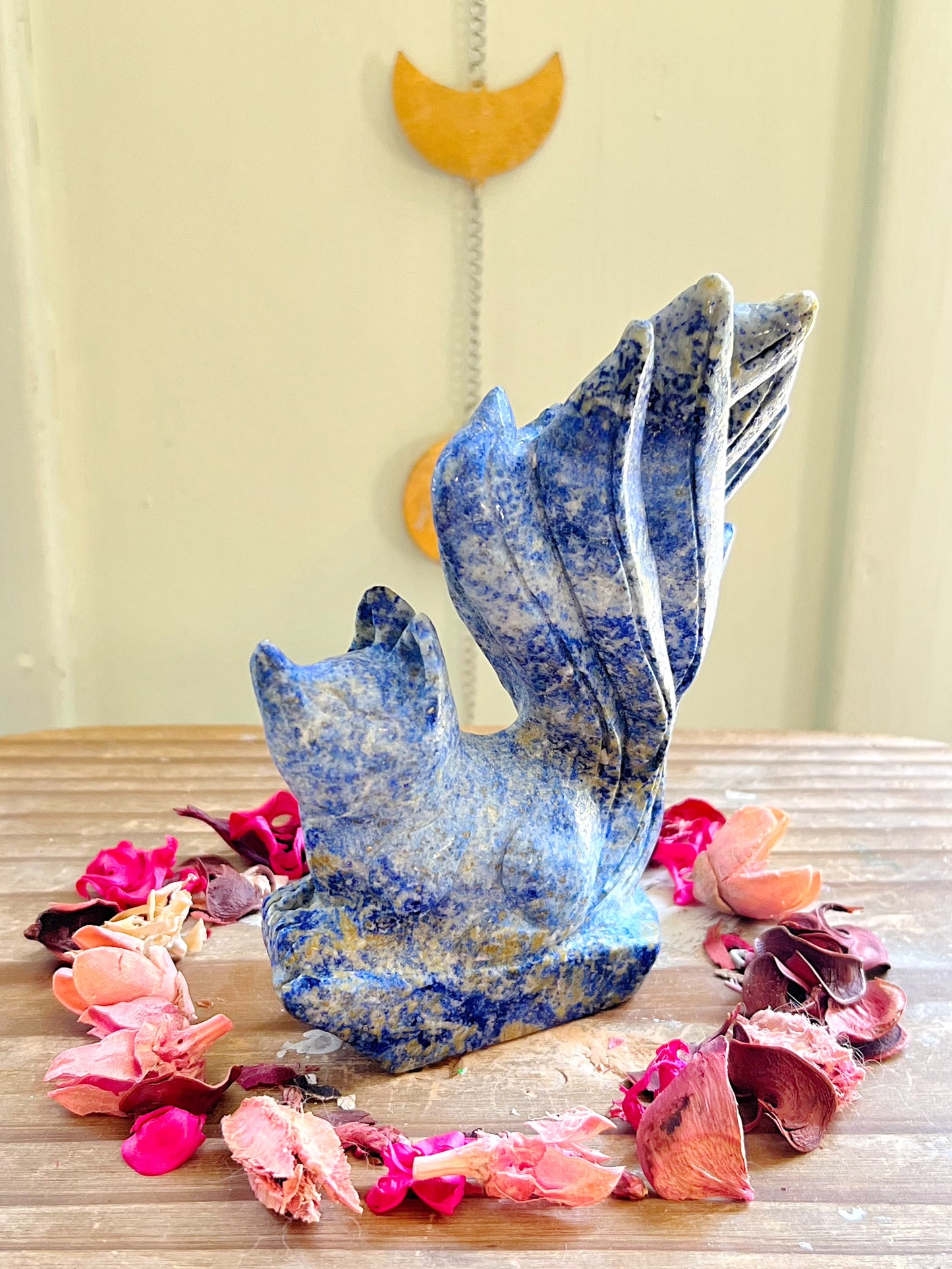 Lapis Lazuli Ninetail Fox Carving