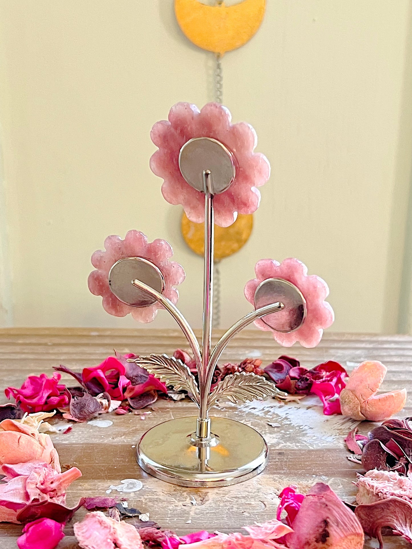 Strawberry Quartz Flowers on Stand
