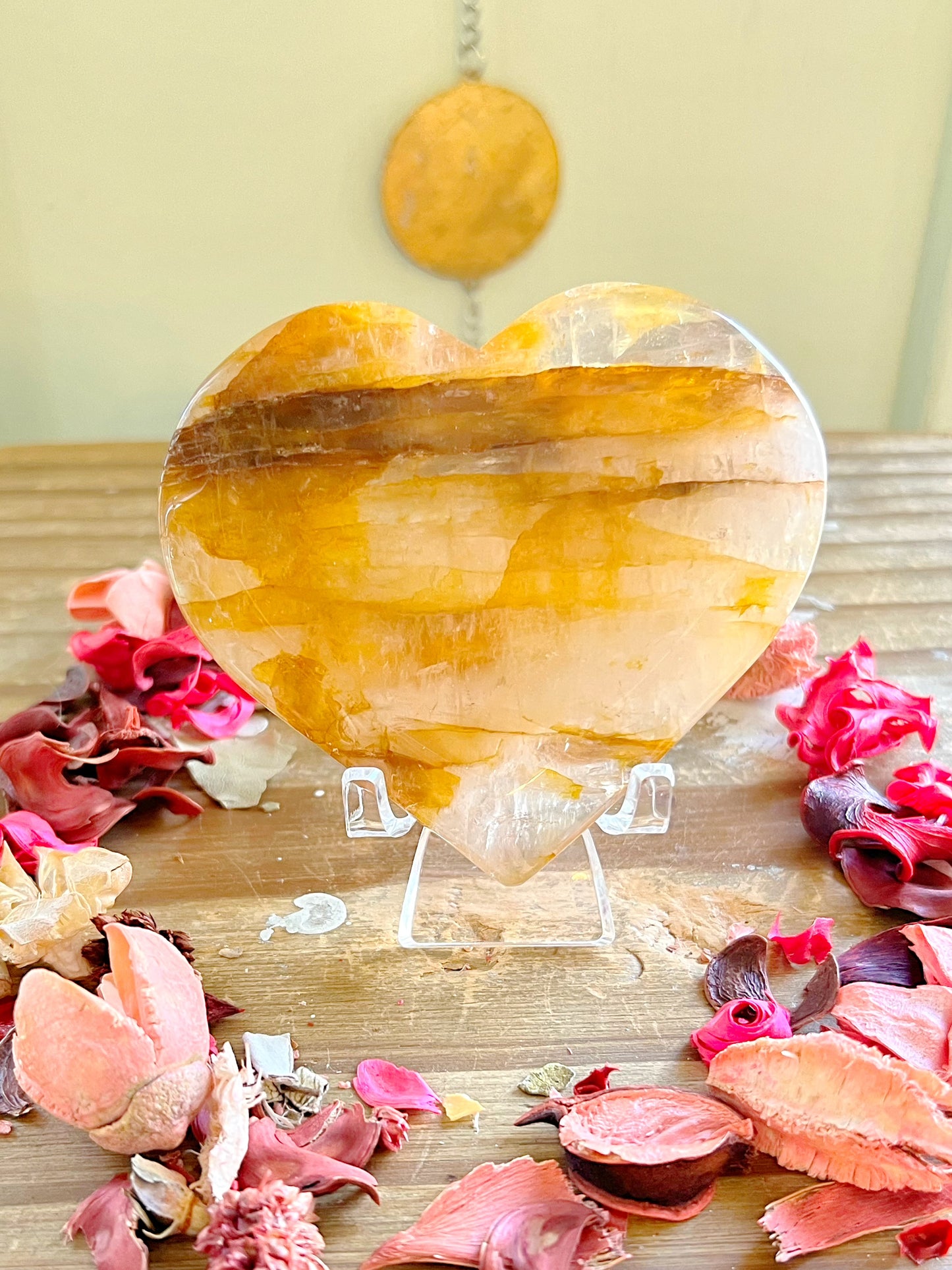 Golden Healer Heart on Stand