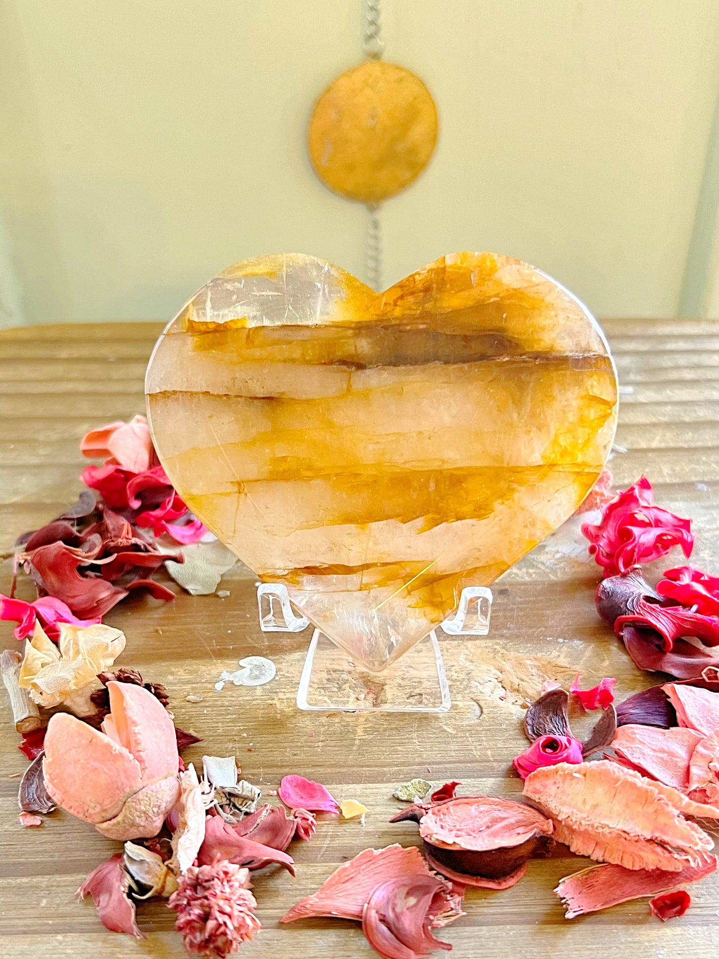 Golden Healer Heart on Stand