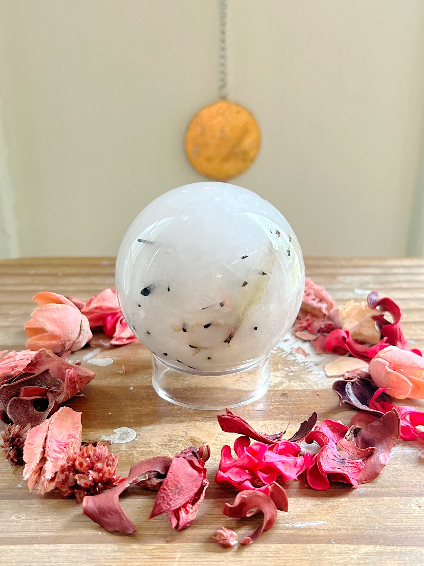 Tourmaline in Quartz Sphere