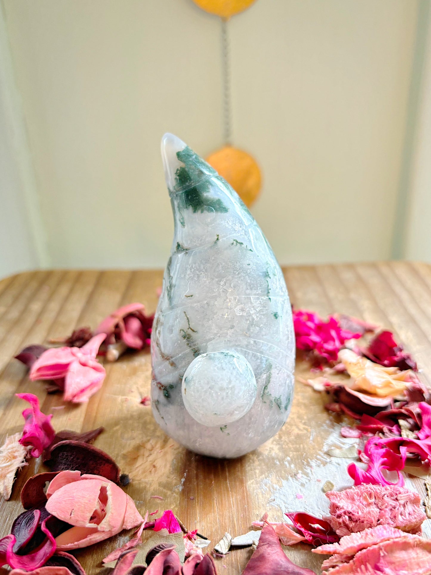 Large Moss Agate Gnome Carvings
