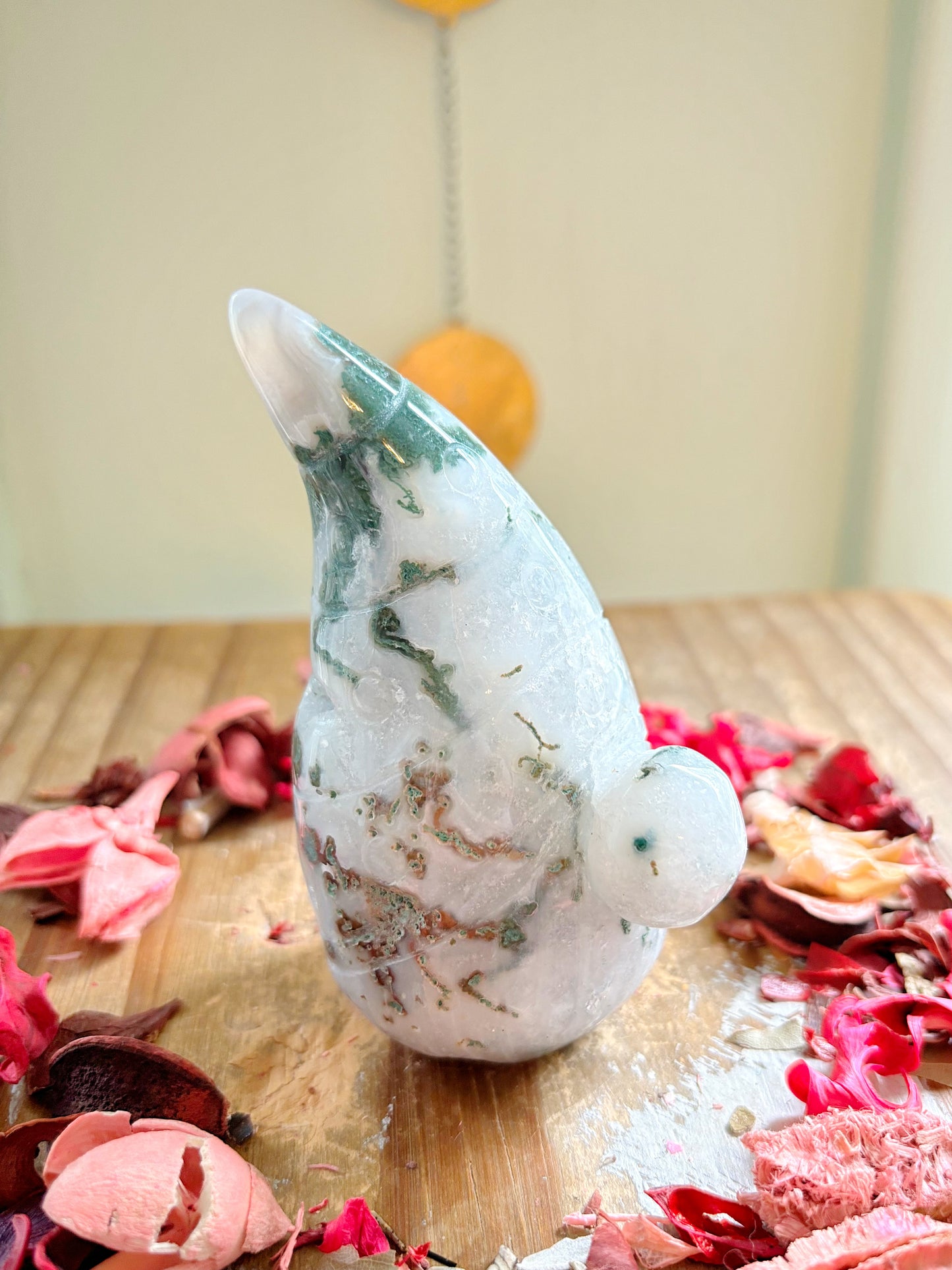 Large Moss Agate Gnome Carvings