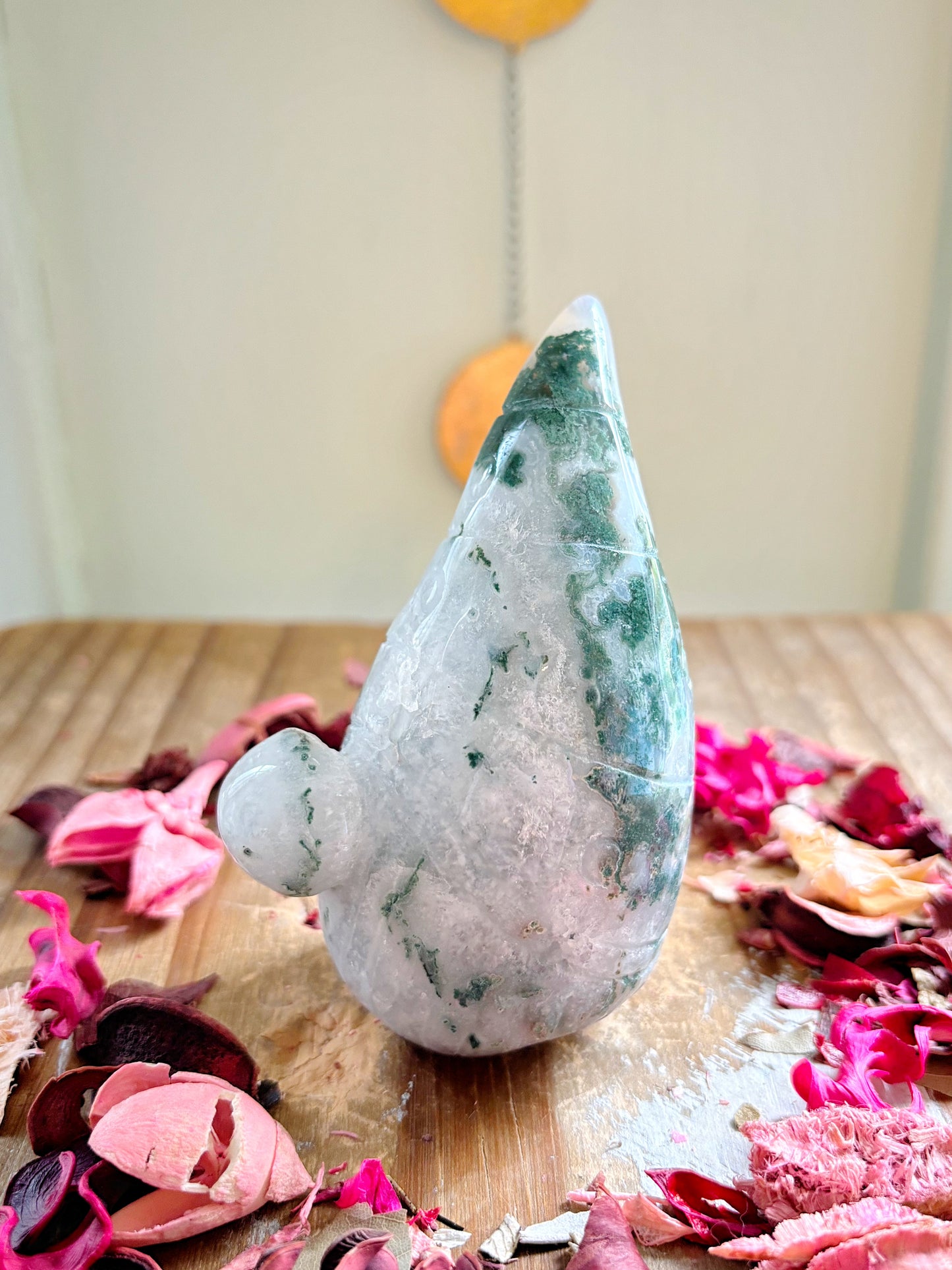 Large Moss Agate Gnome Carvings