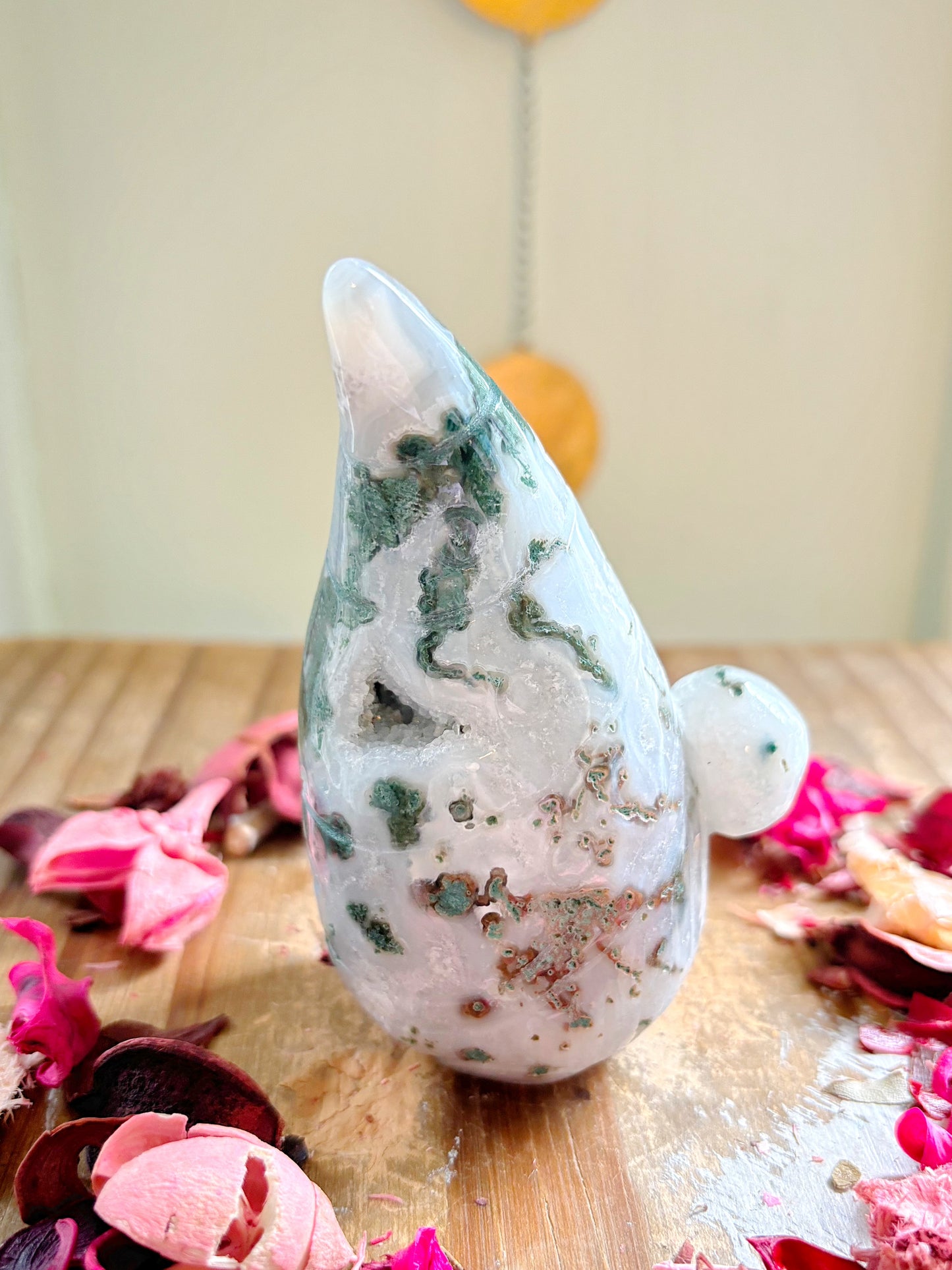 Large Moss Agate Gnome Carvings