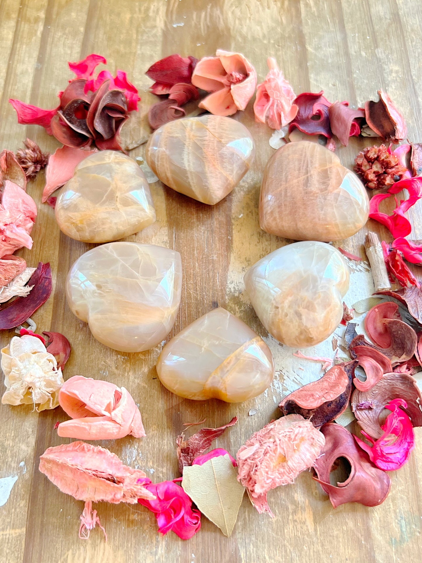 Peach Moonstone Hearts