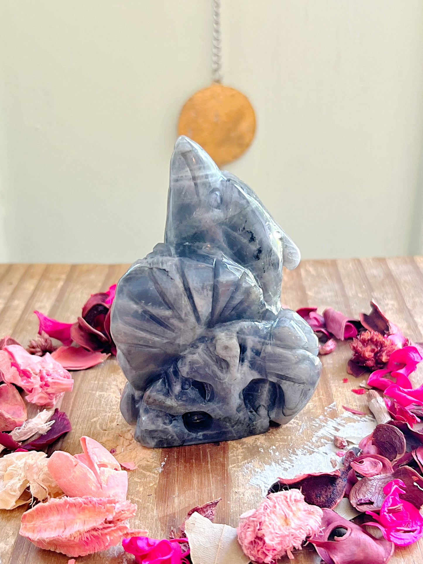 Sunset Labradorite Dolphin Carvings