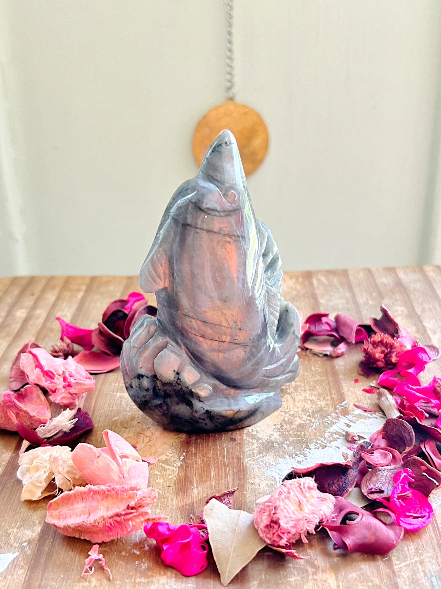 Sunset Labradorite Dolphin Carvings
