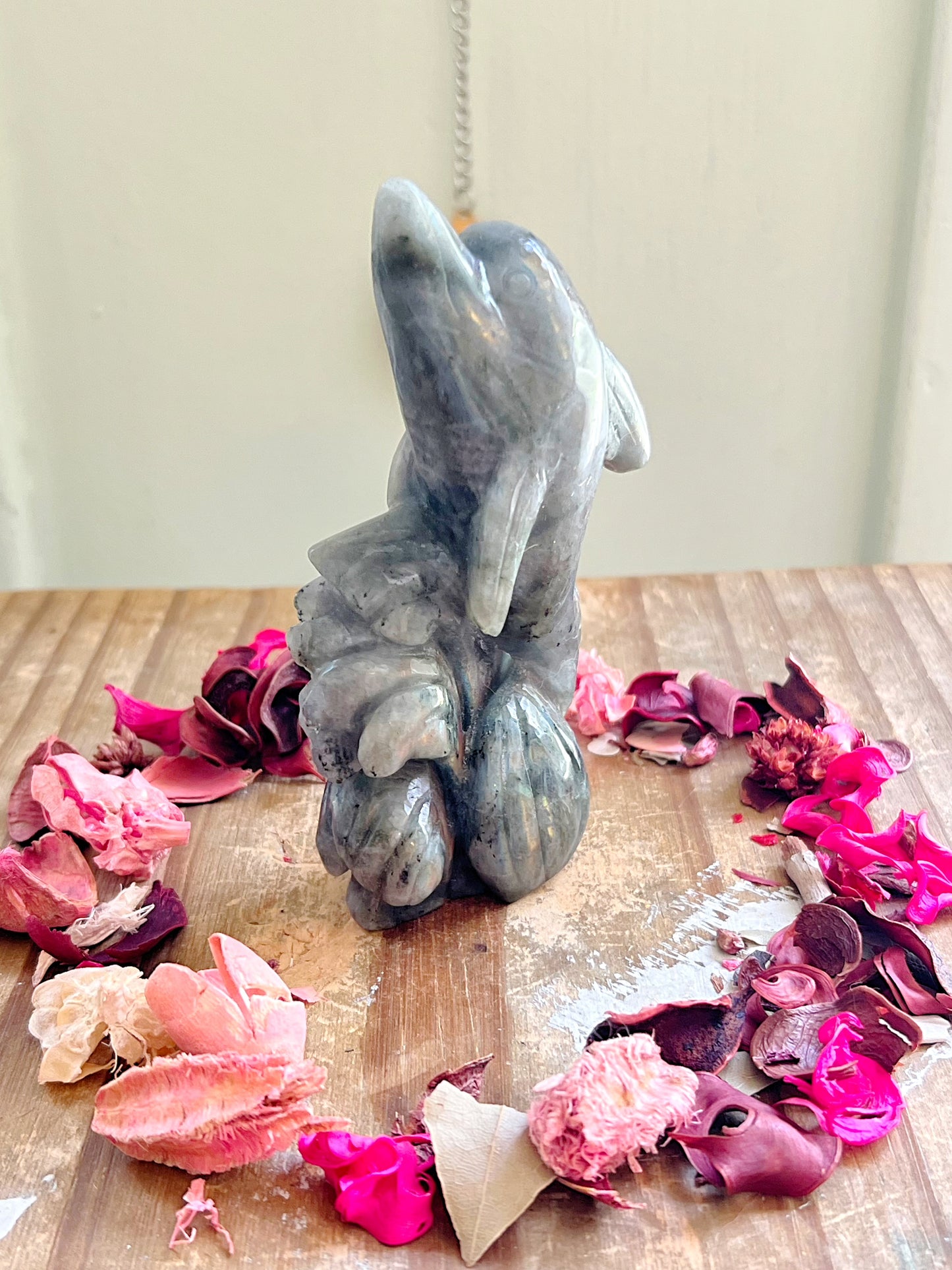 Sunset Labradorite Dolphin Carvings