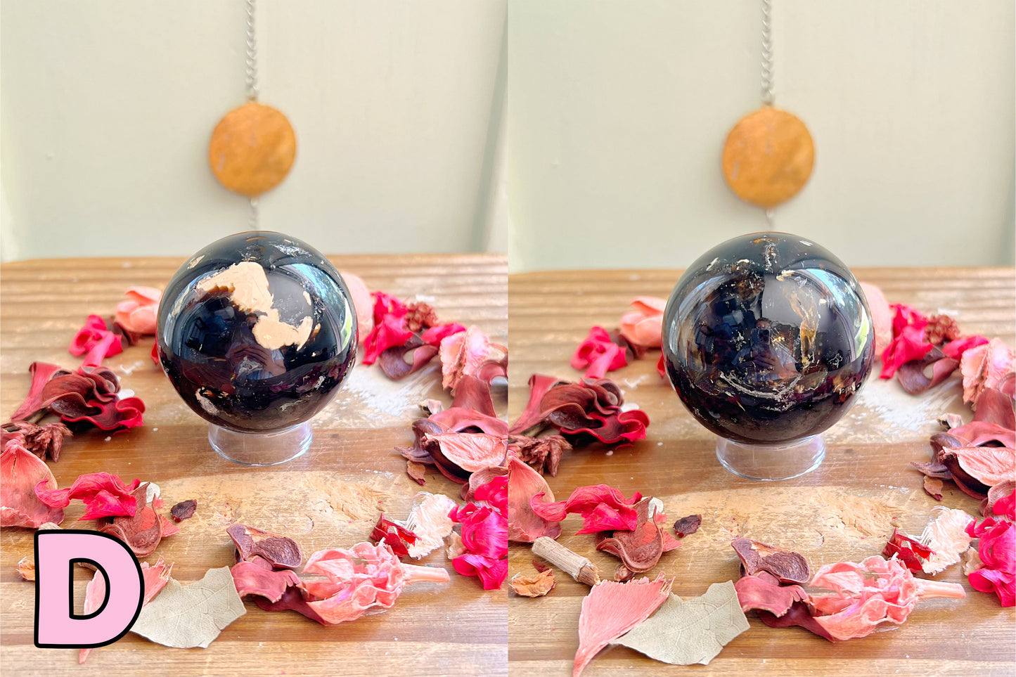 Natural Amber Sphere UV REACTIVE