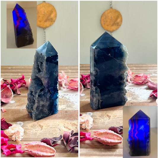 Blue Rose Fluorite Towers UV REACTIVE