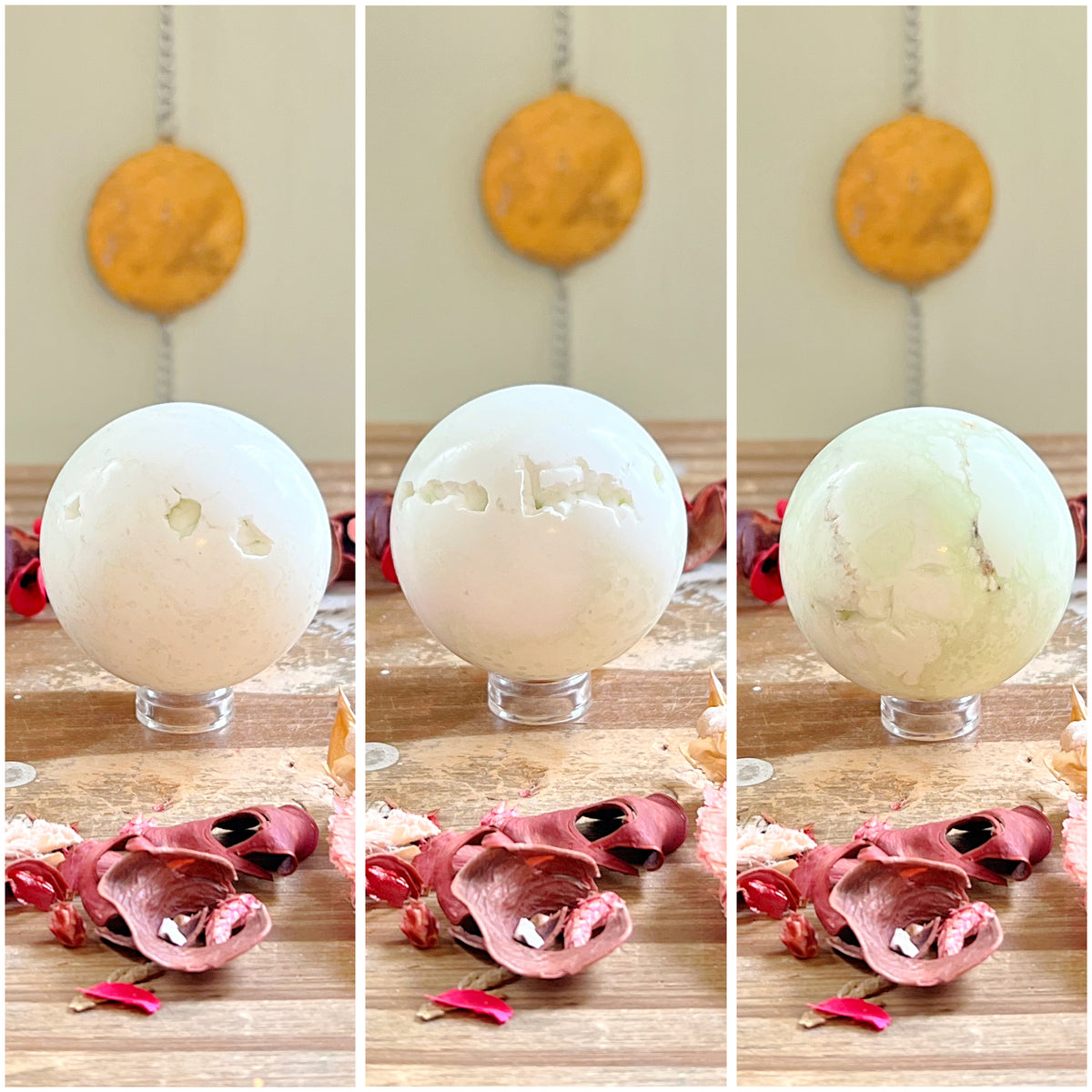 Rose and Quartz - Spheres - Druzy Citron Chrysoprase Spheres