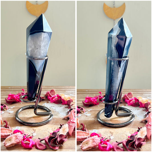 Black Agate Wands on Stands