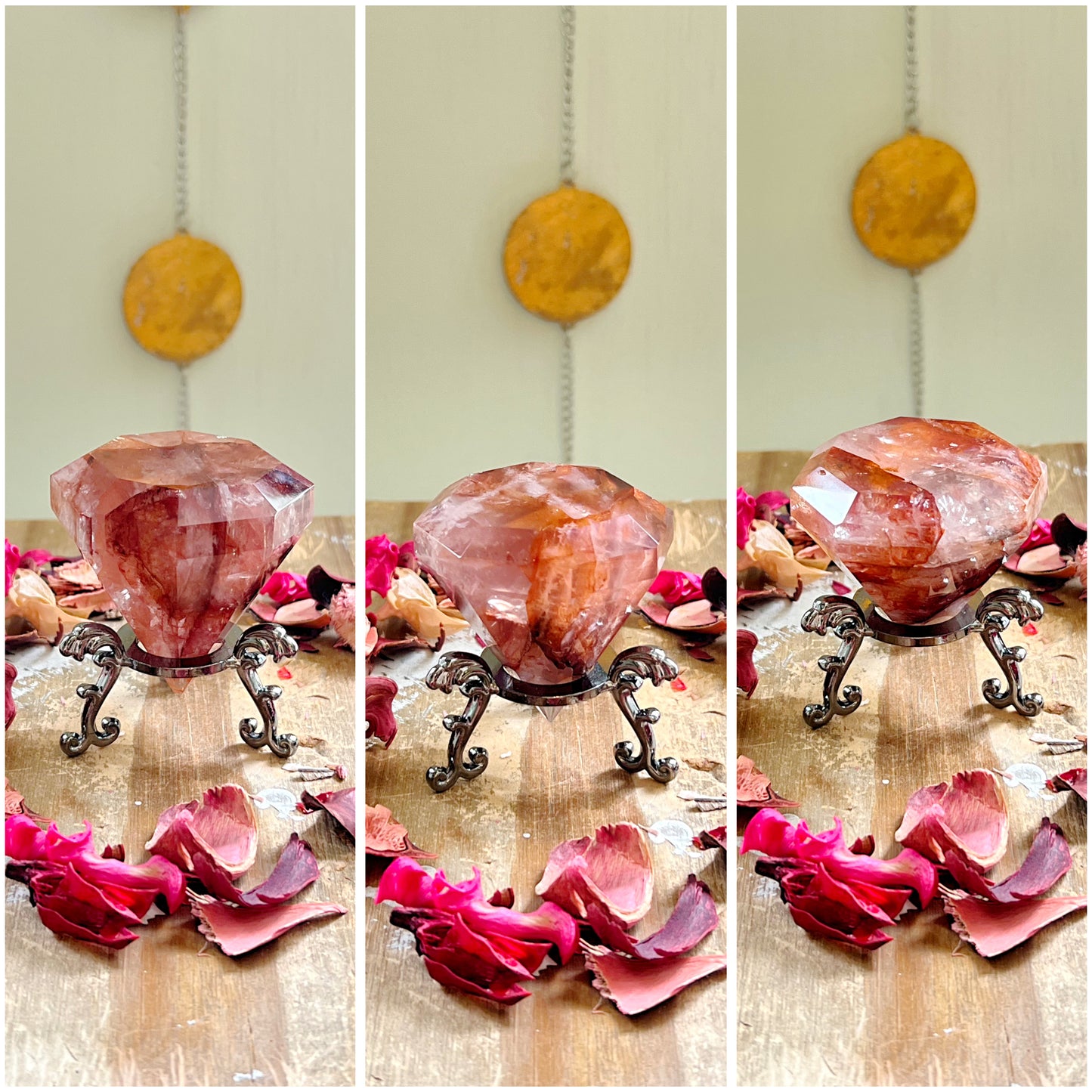 Fire Quartz Diamonds on Stands