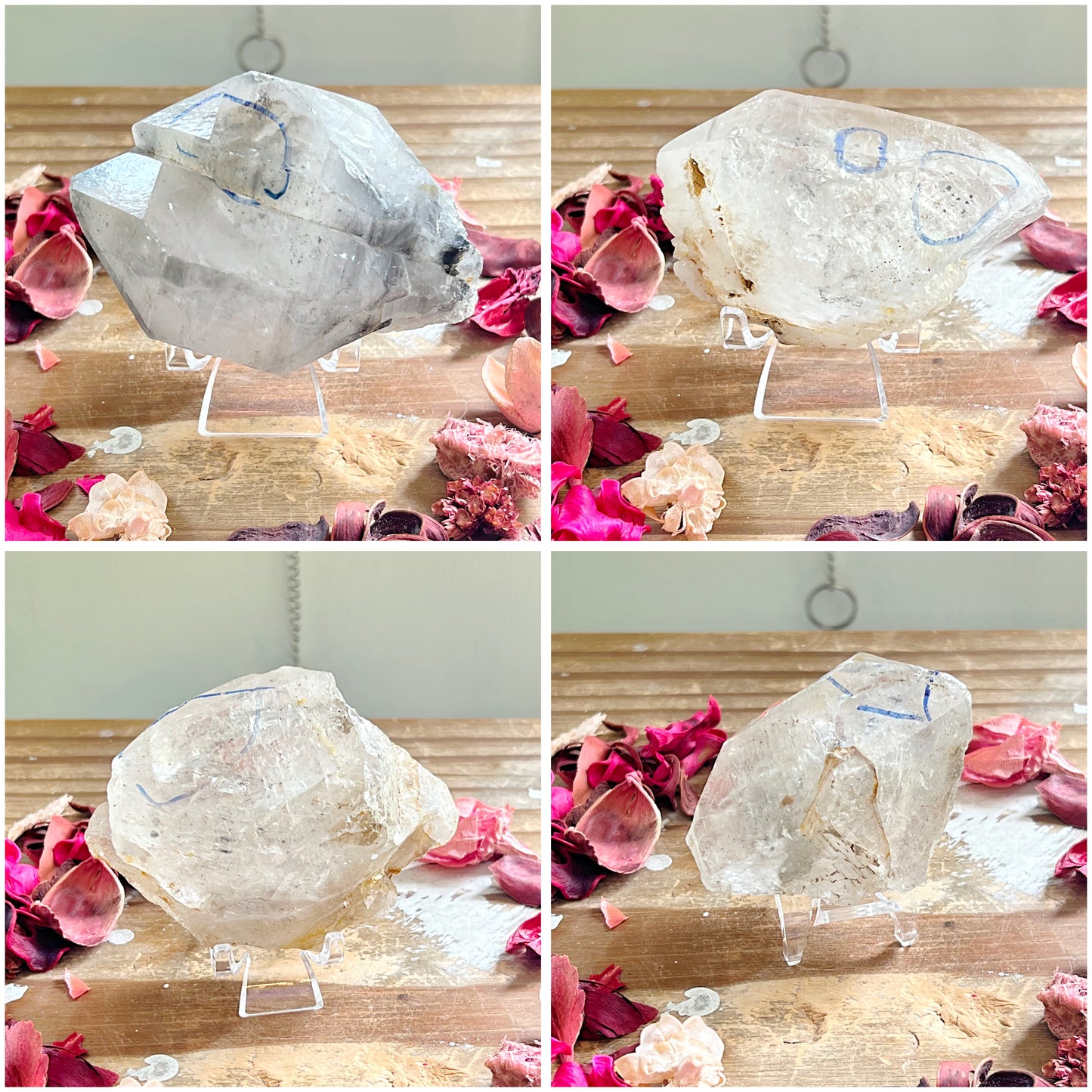 Rare Enhydro Quartz with Stands