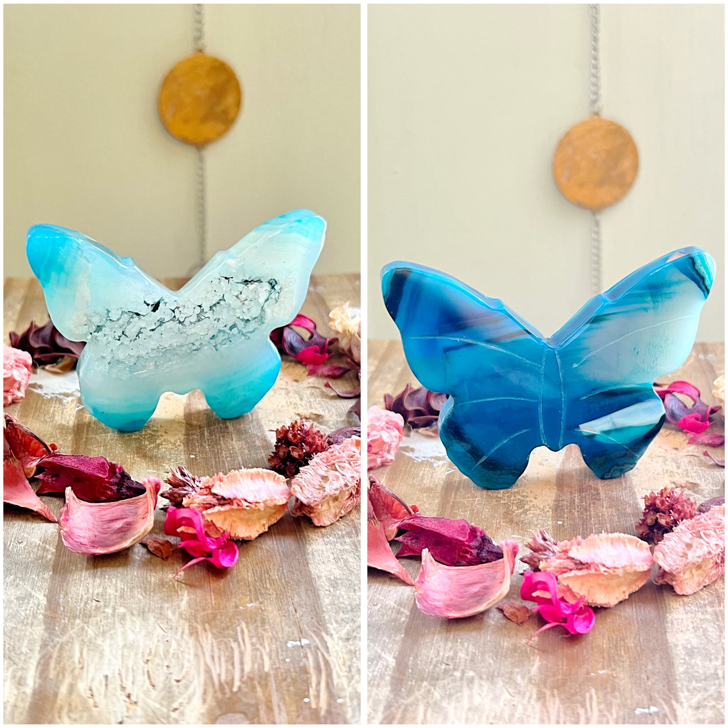 Blue Agate Butterfly Carvings