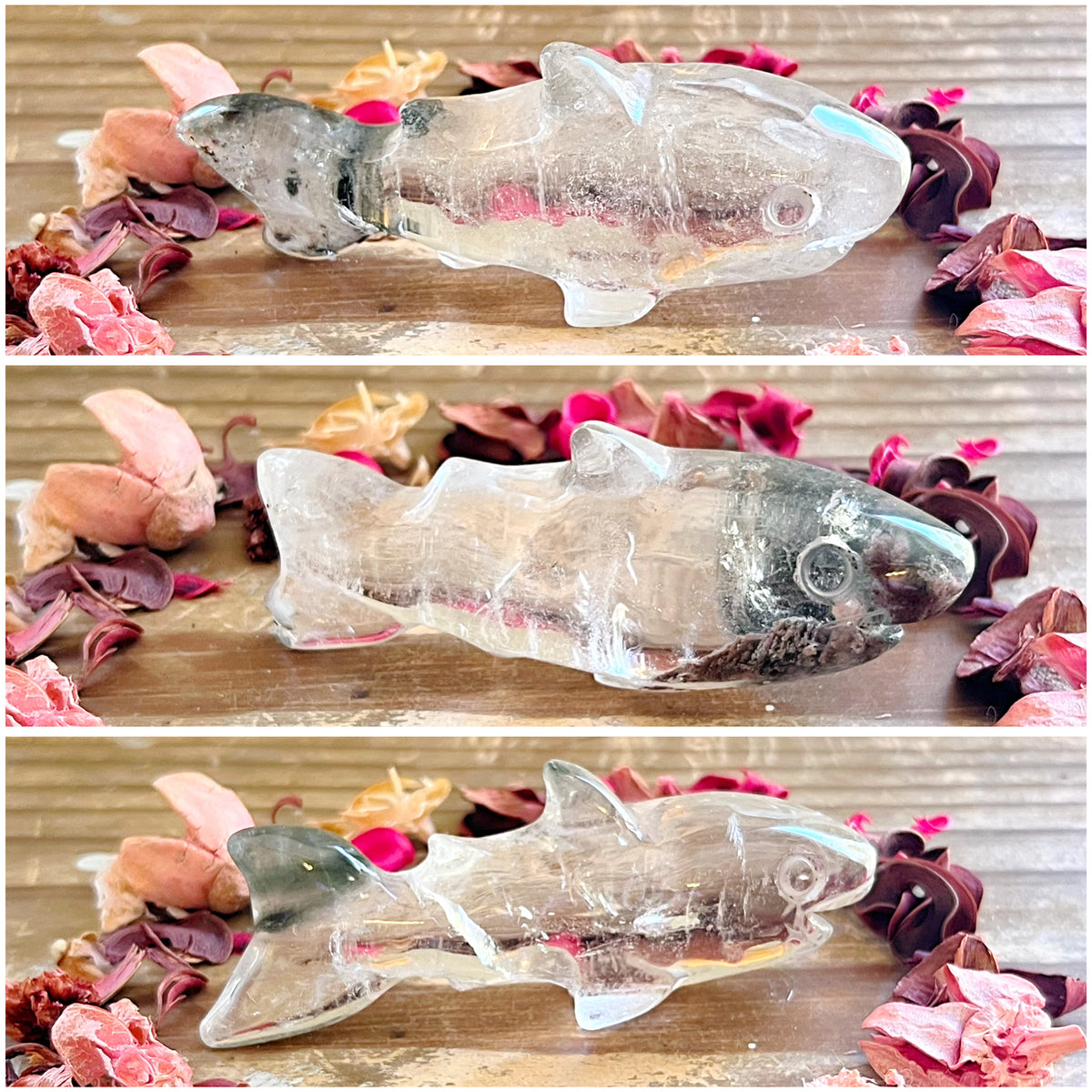 Garden Quartz Shark Carvings